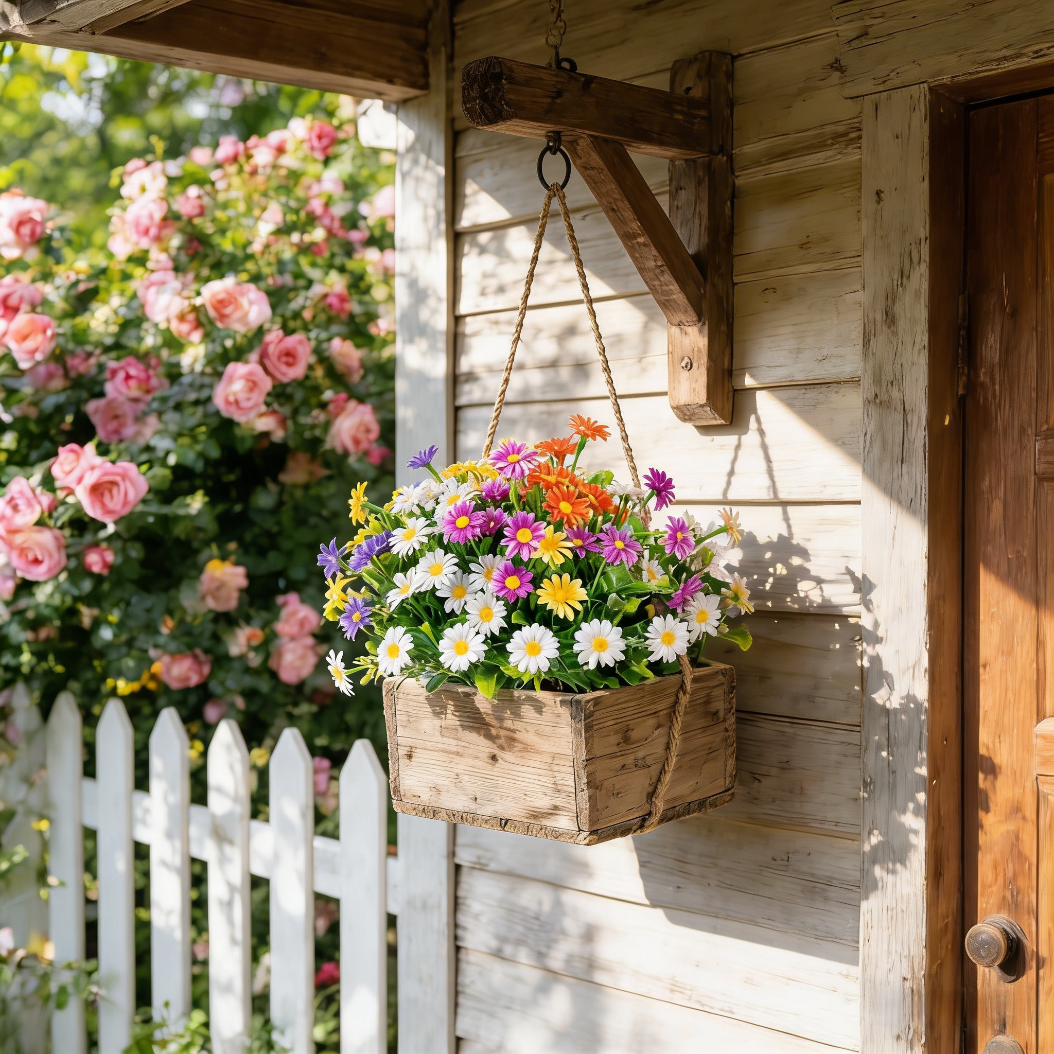 5 Bunches of Artificial Multicolor Outdoor Daisy Flower Bouquets