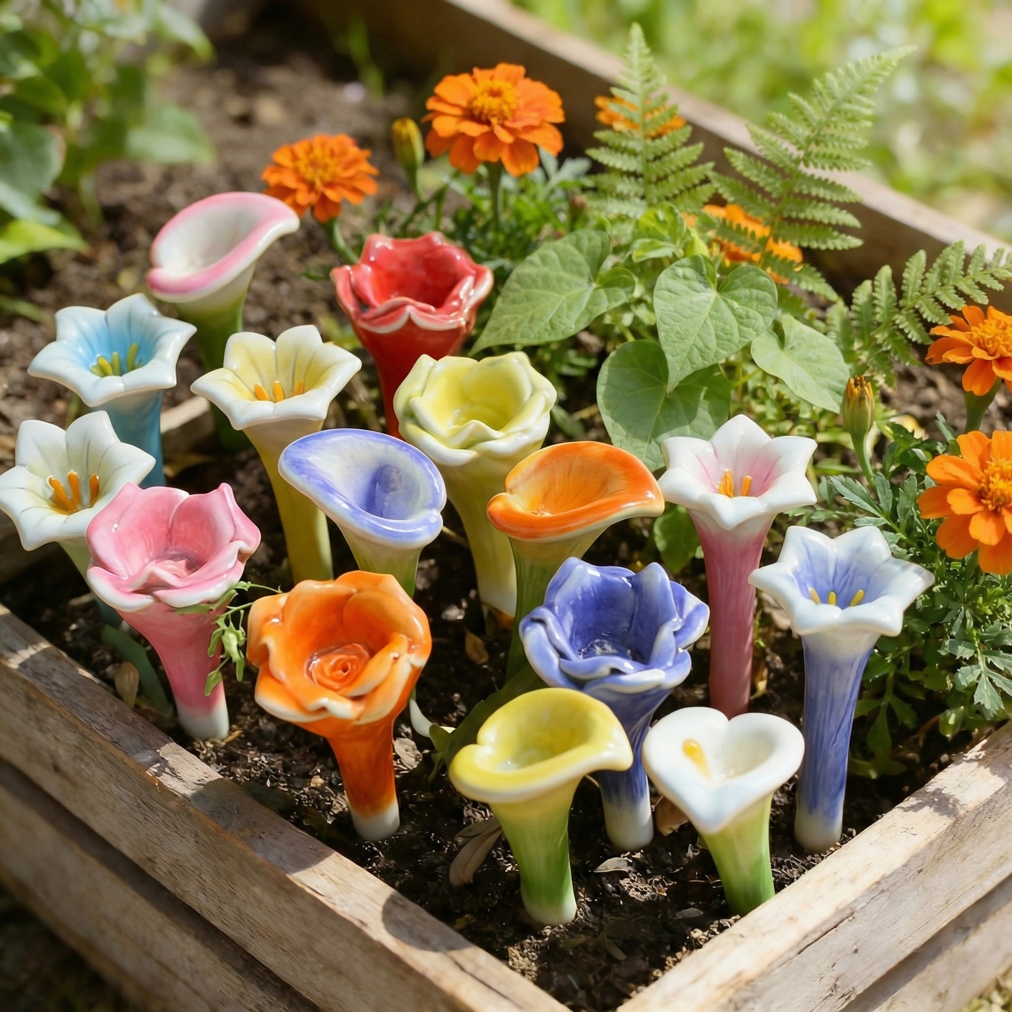 Ceramic Flower Bee Water Cup Stake
