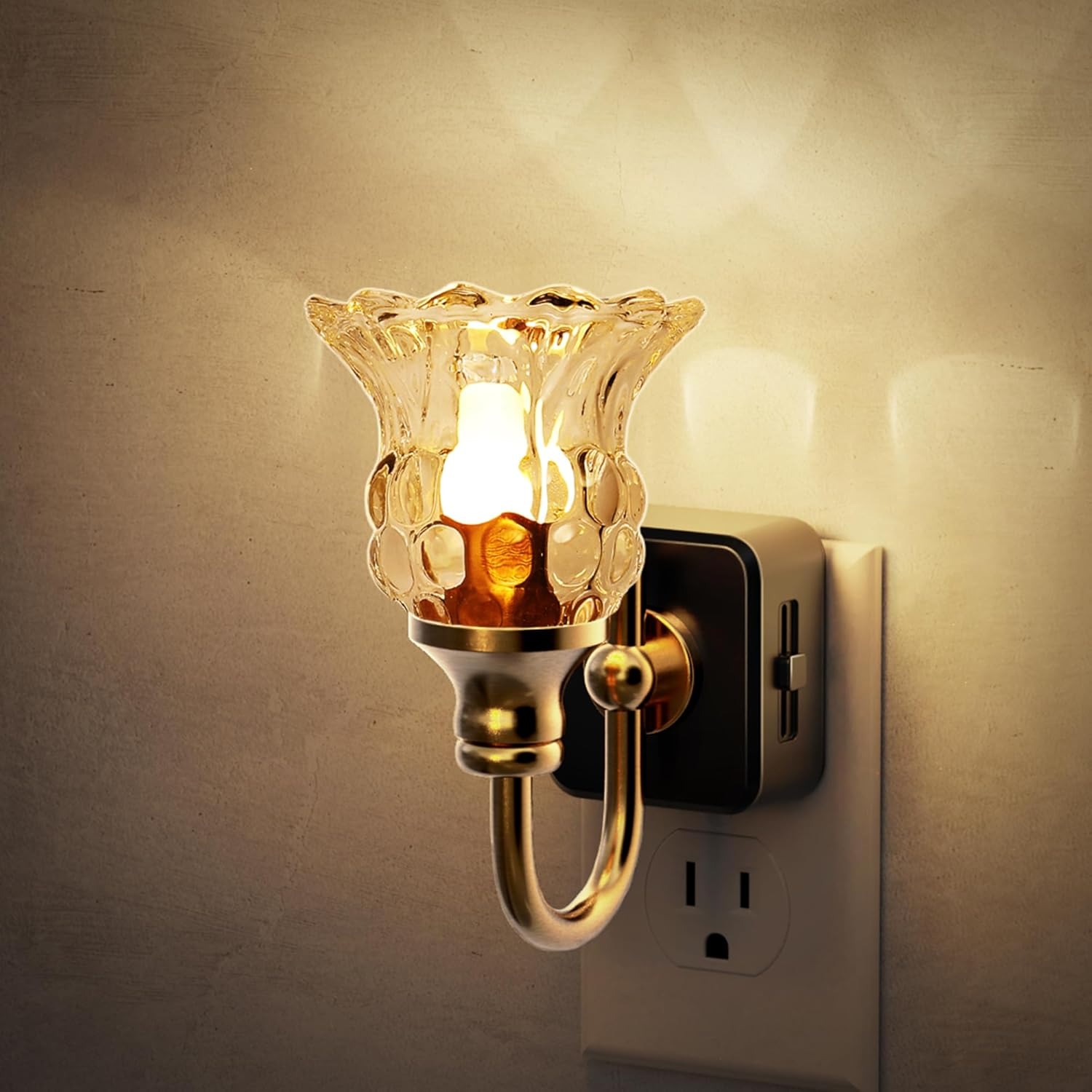 Vintage Glass Flower Plug-In Night Light