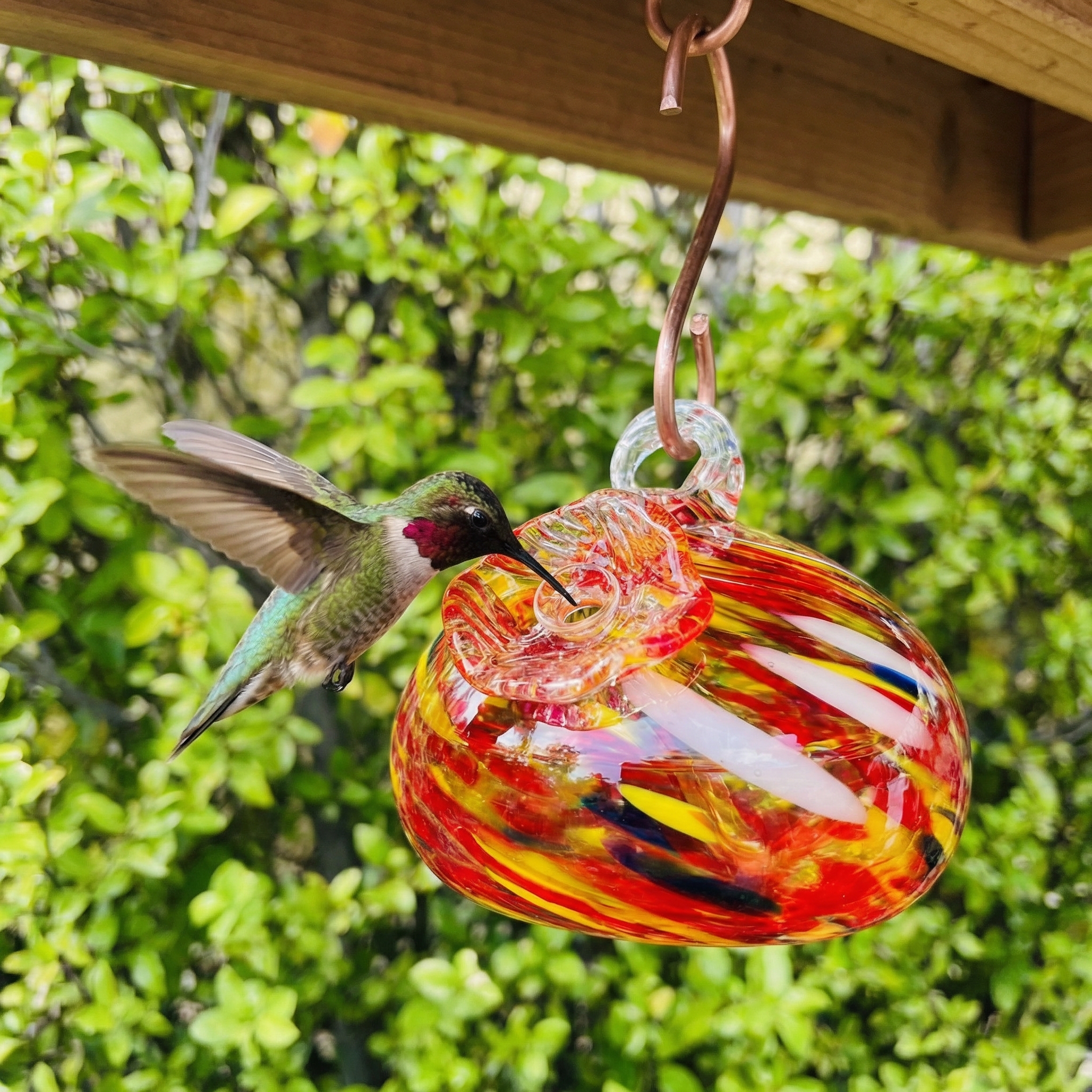 Handblown Glass Hummingbird Feeder