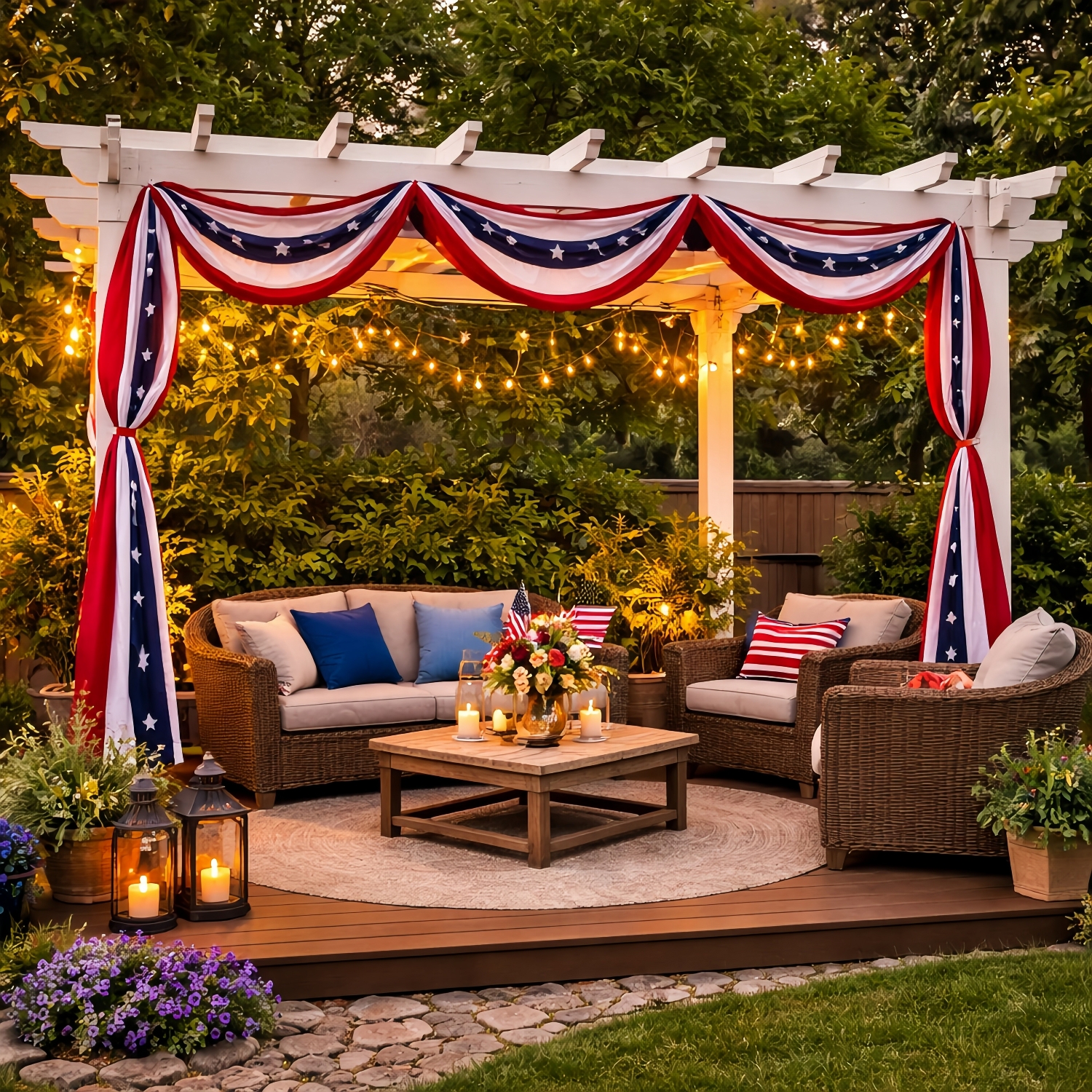 236" Patriotic USA Banner – 250th Anniversary Red White Blue Bunting, Independence Day Outdoor Porch & Fence Decoration