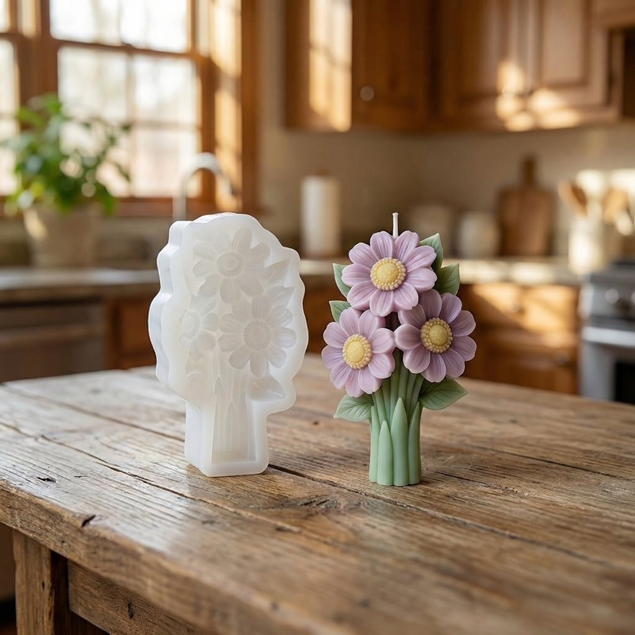 Fresh Little Daisy And Sunflower Shaped Silicone Mold for DIY Candles
