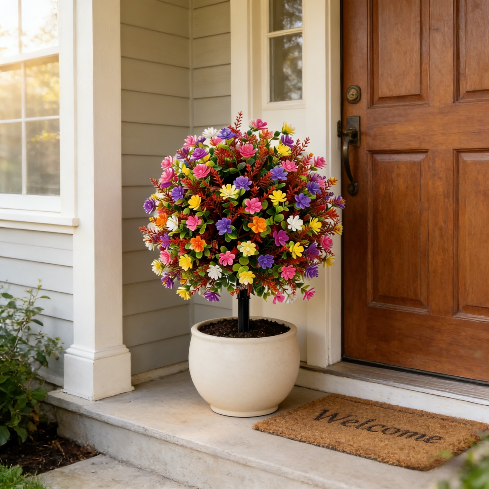 Simulation Colorful Camellia Bouquet with Ground Plug