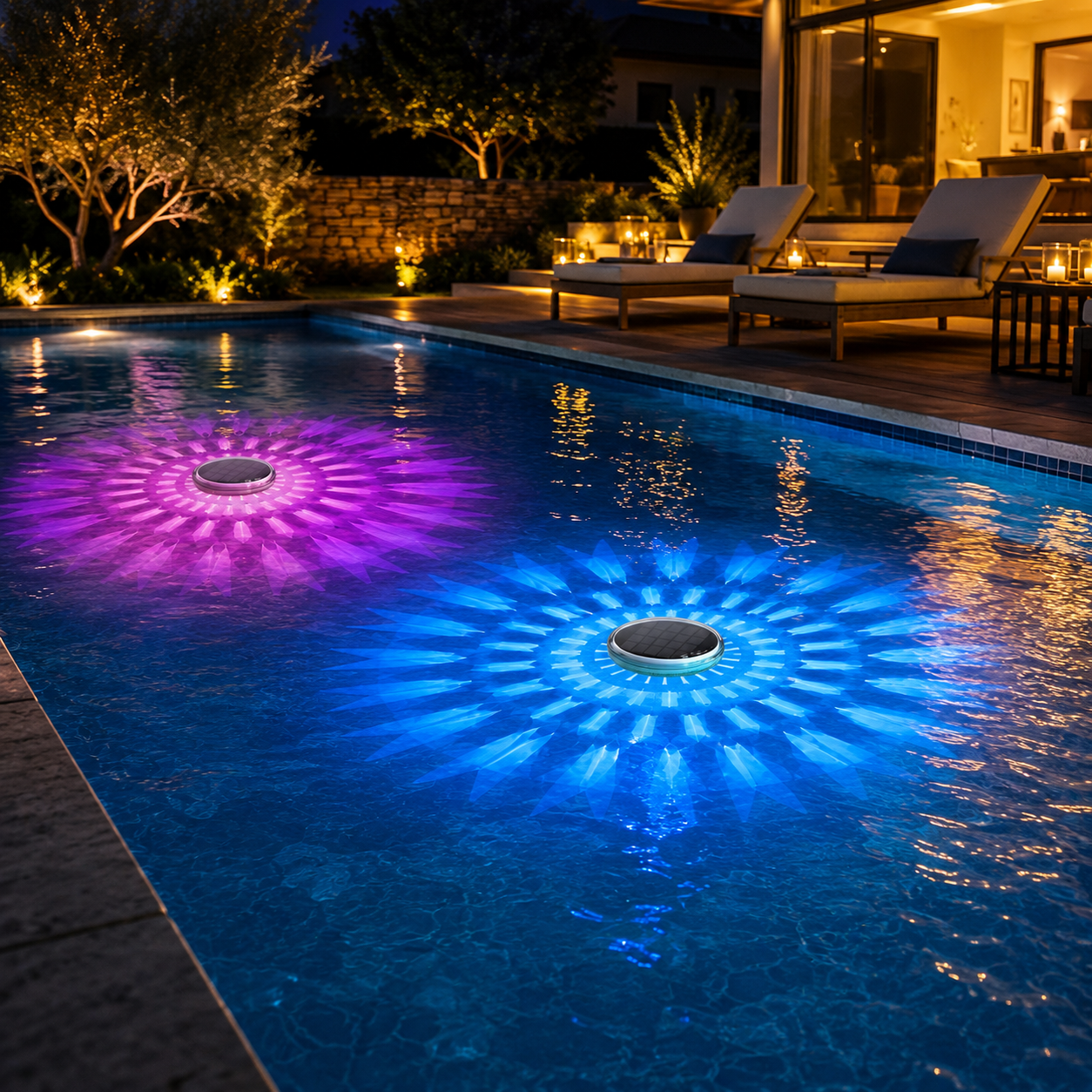 2 Pack Solar Powered Floating Pool Lights with Remote Control