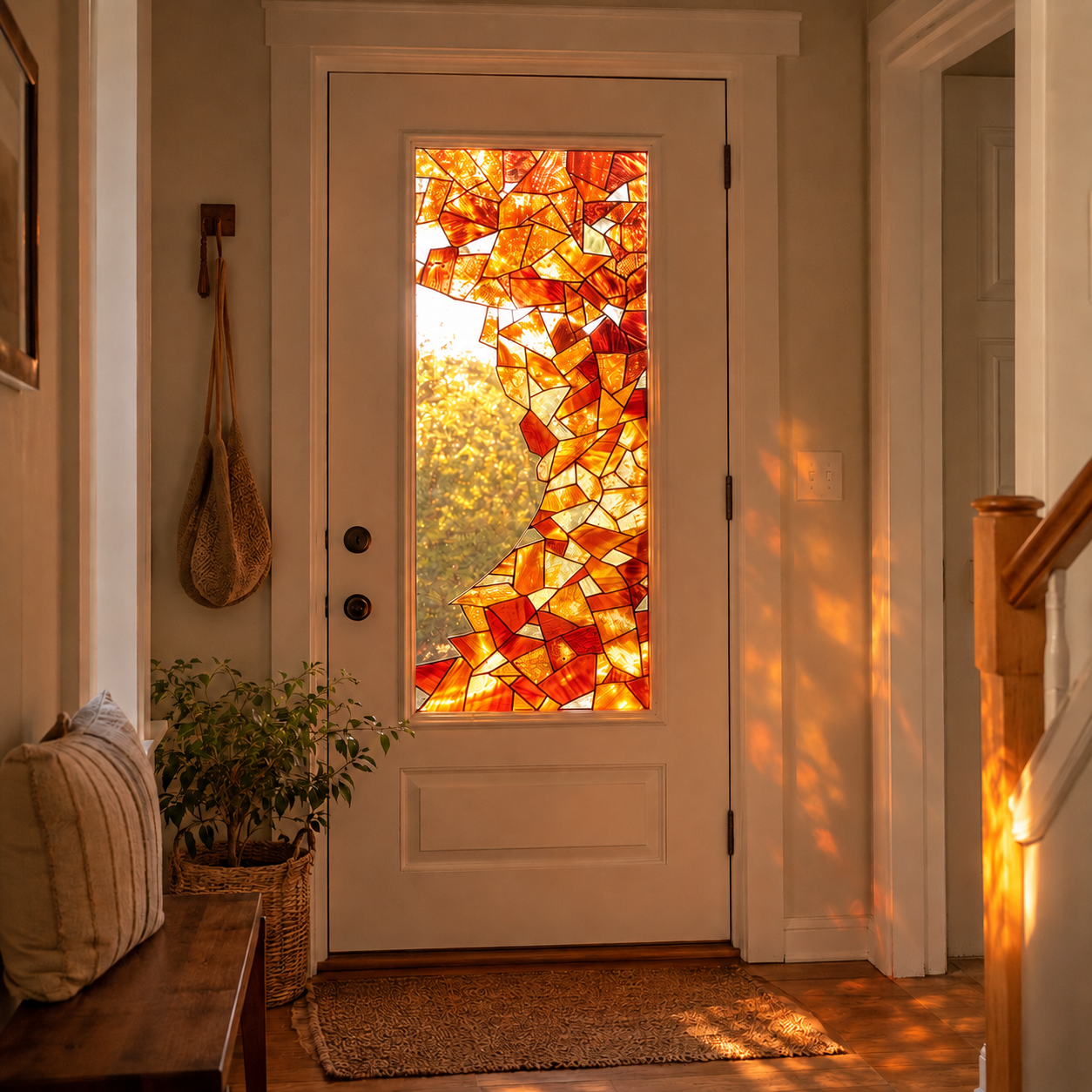 Amber Stained Glass Window Film
