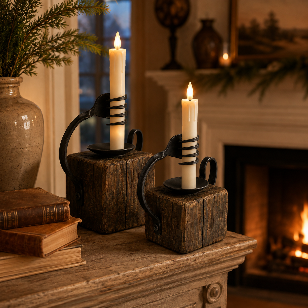 Rustic Fork-Inspired Flameless LED Candle Holders