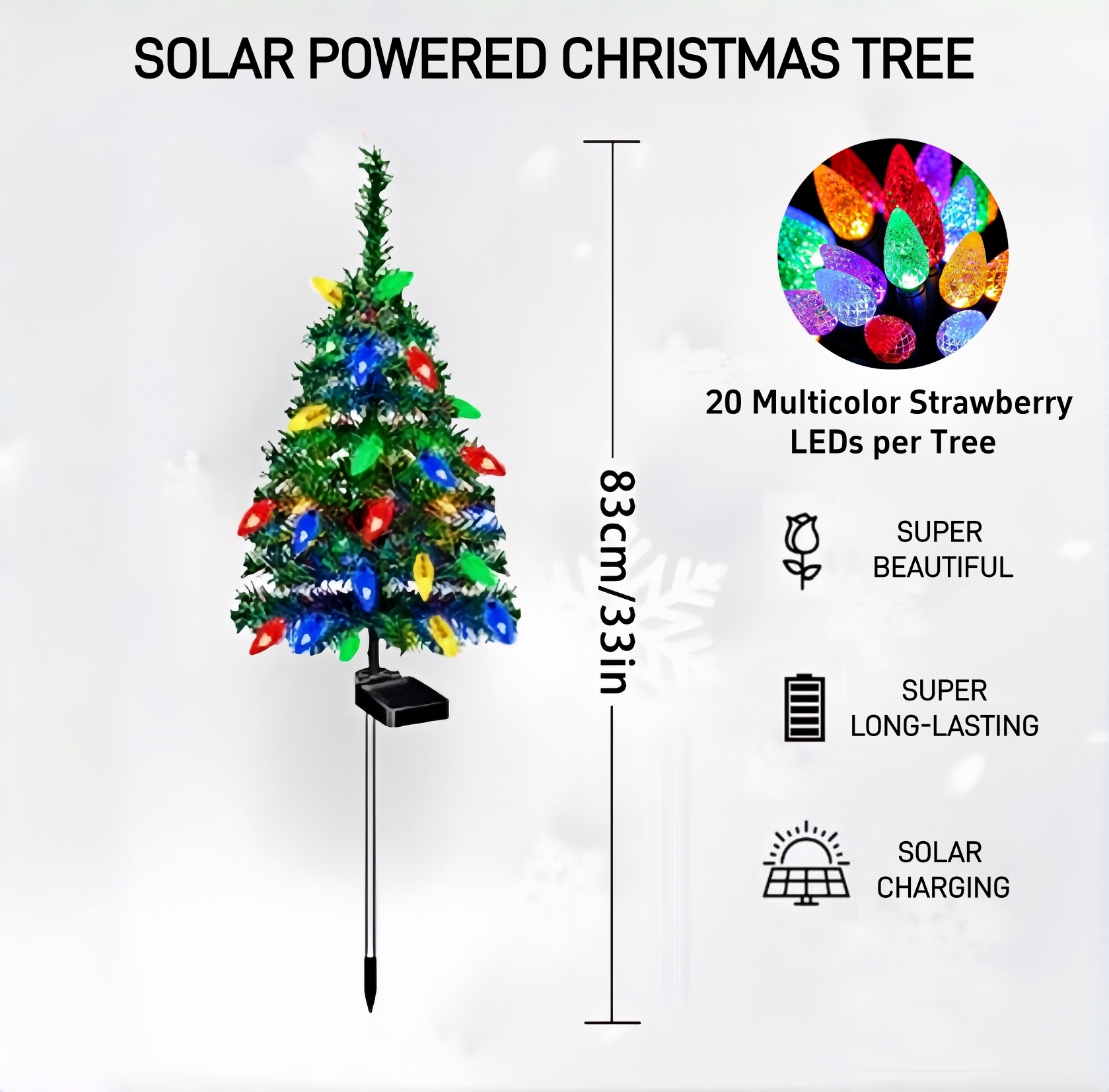 Solar Powered Christmas Tree with 20 LED Strawberry Lights