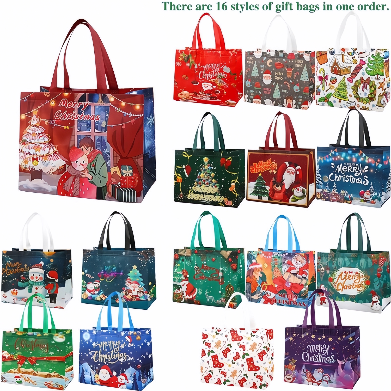 Christmas Gift Bags With Assorted Patterns
