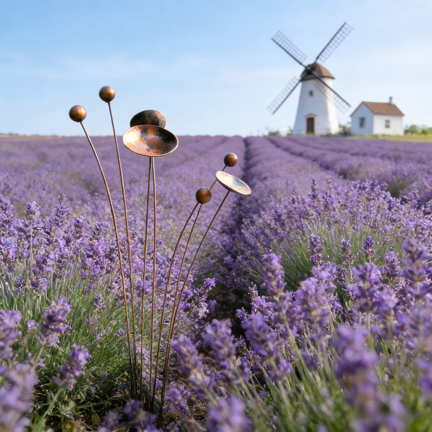 Artisan Copper Bloom Garden Stake Sculpture