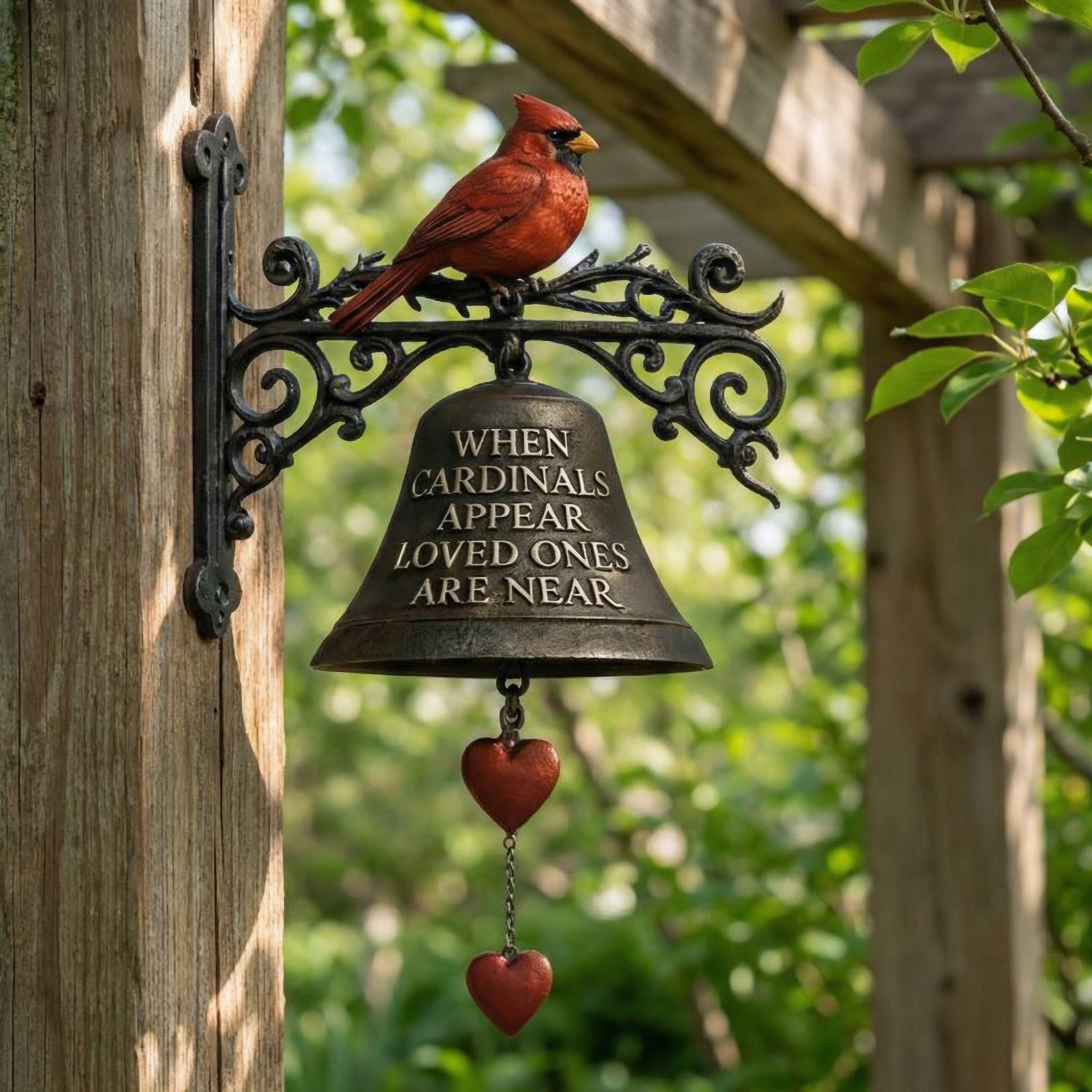 Cardinal Memorial Garden Bells – Outdoor Garden Sympathy Chime for Porch, Patio & Yard Décor