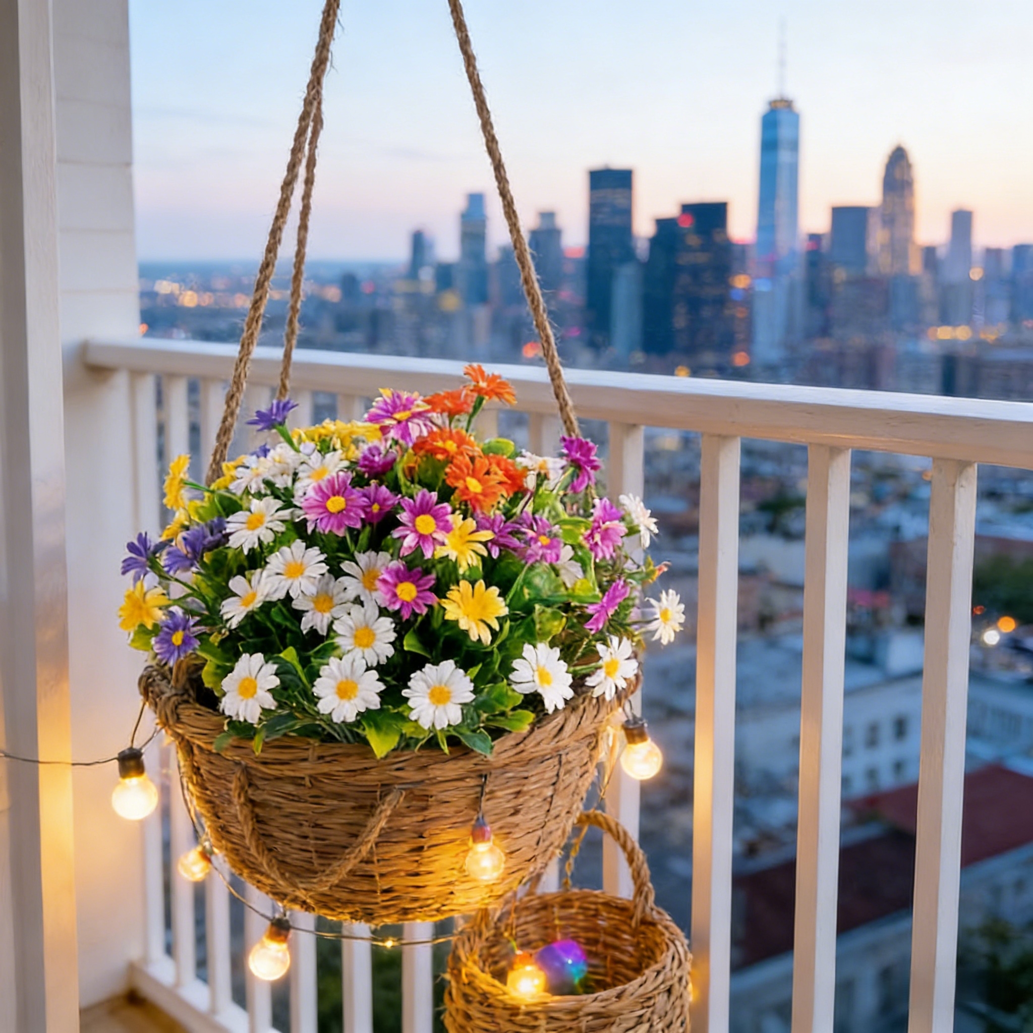 5 Bunches of Artificial Multicolor Outdoor Daisy Flower Bouquets