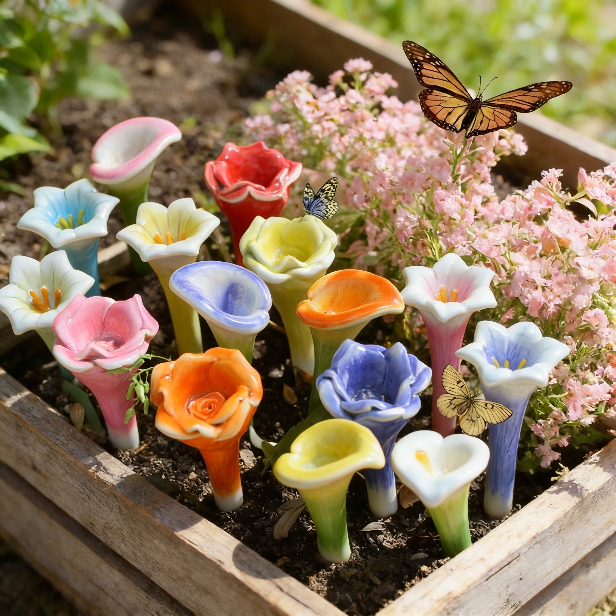 Ceramic Flower Bee Water Cup Stake