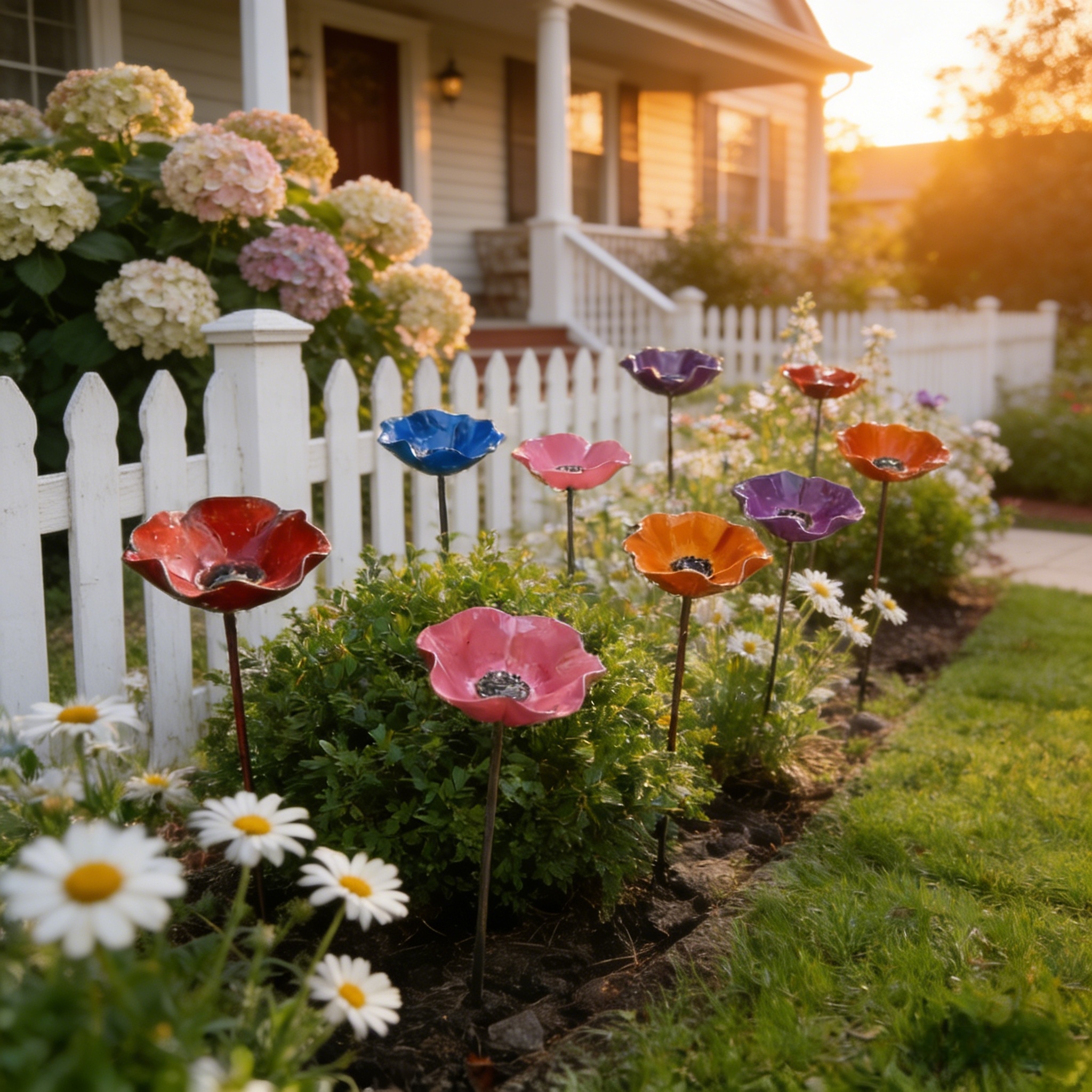 Handmade Metal Flower Bird Bath & Pollinator Water Station
