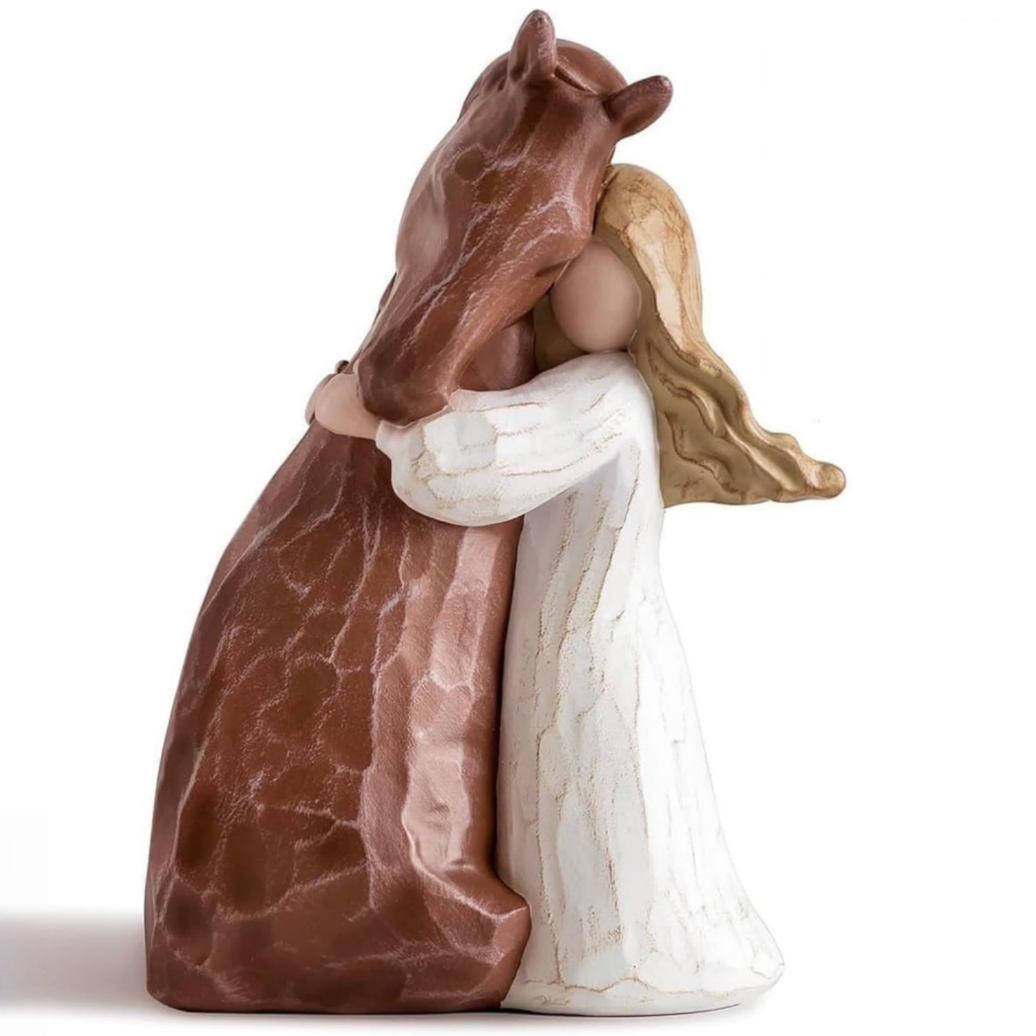 Girl Hugging Horse Figurine