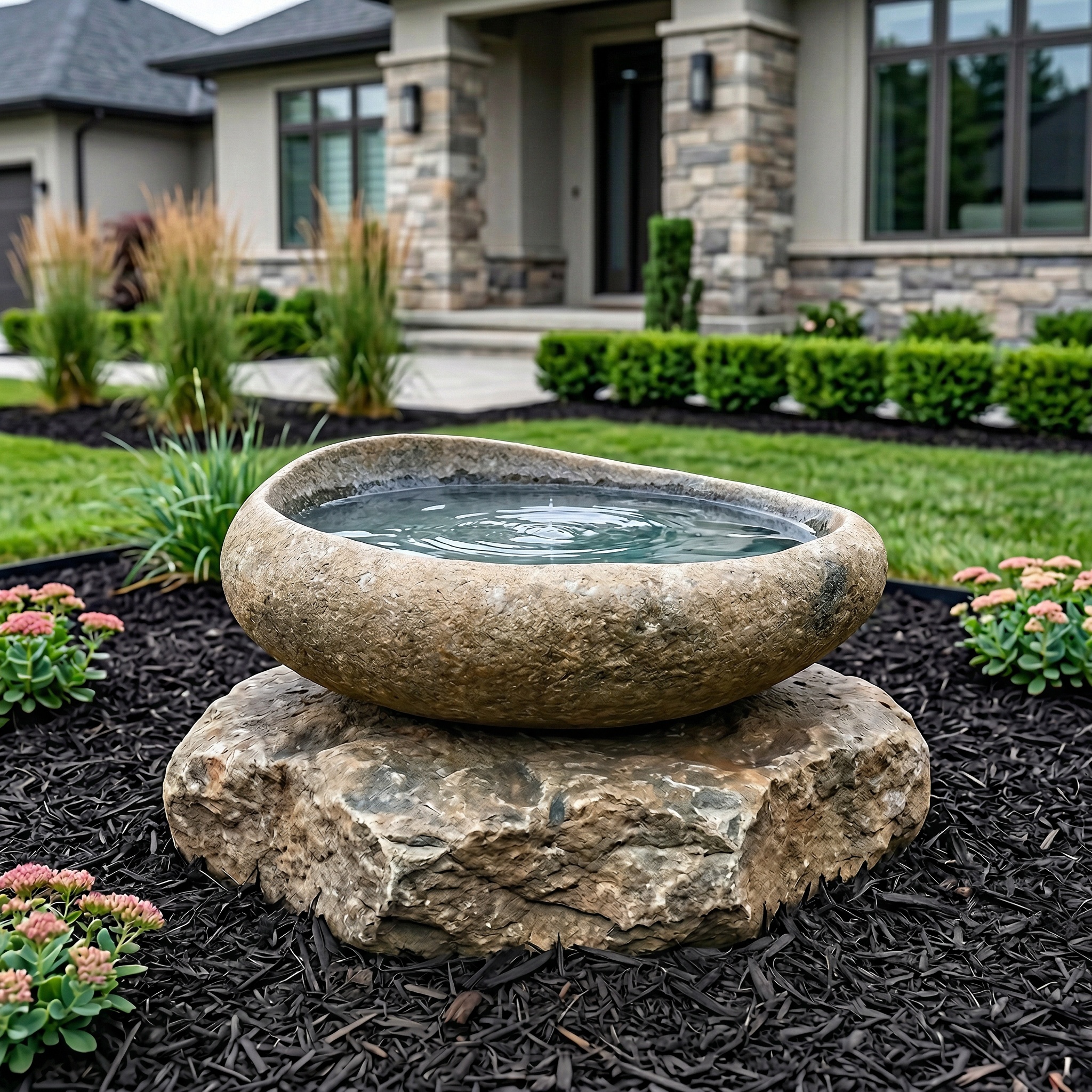 Natural River Stone Bird Bath