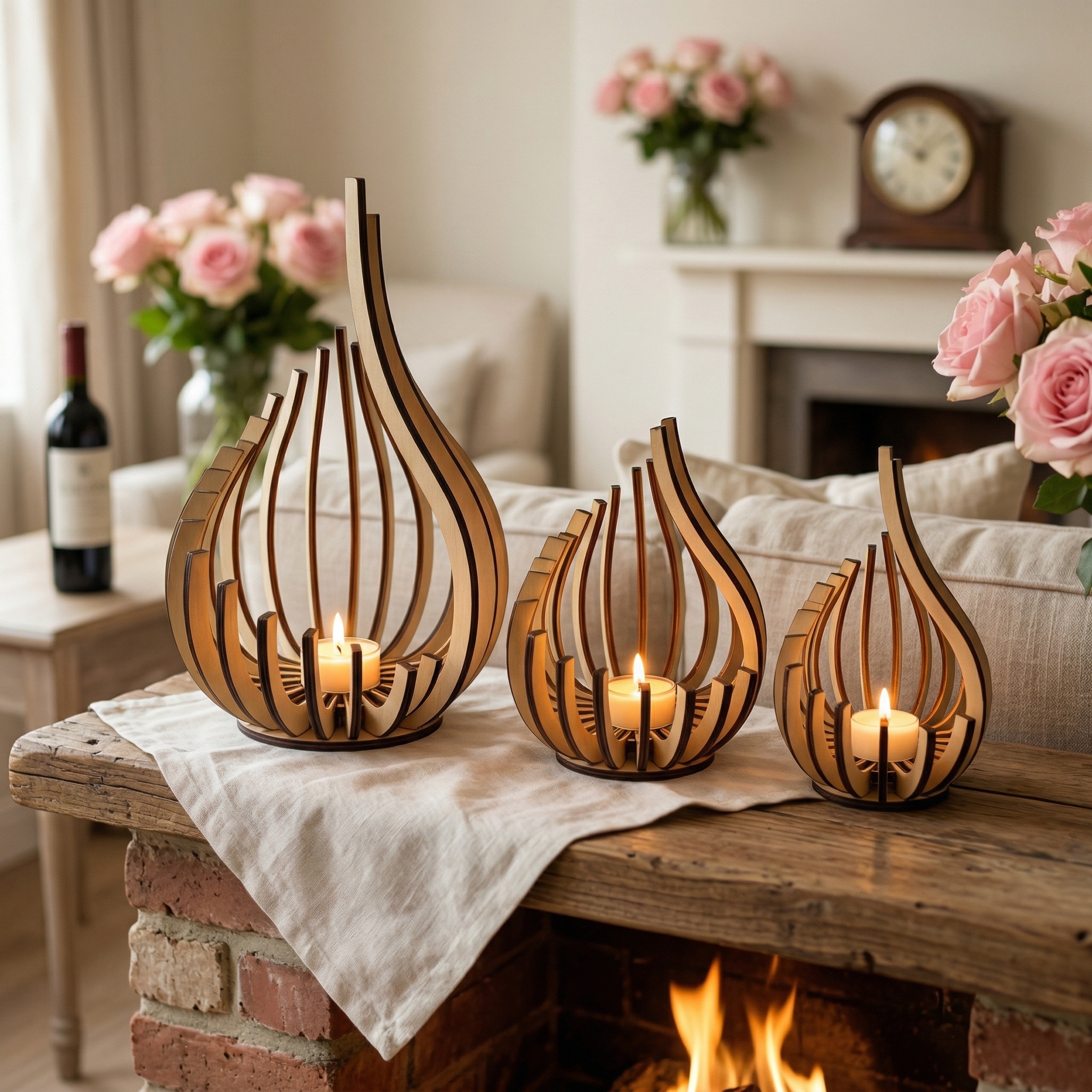 Set of 3 Handmade Bohemian Candle Holders Set
