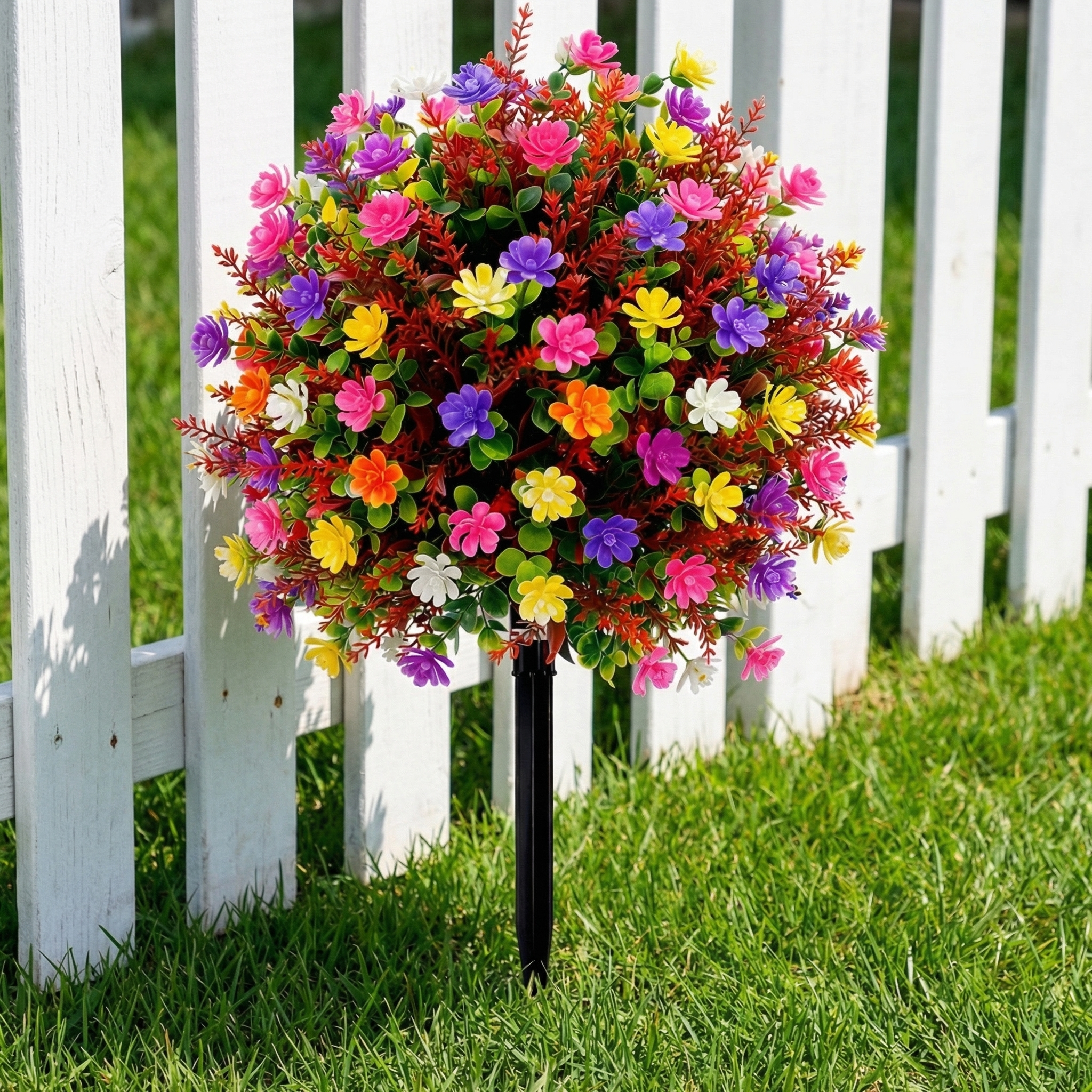 Simulation Colorful Camellia Bouquet with Ground Plug
