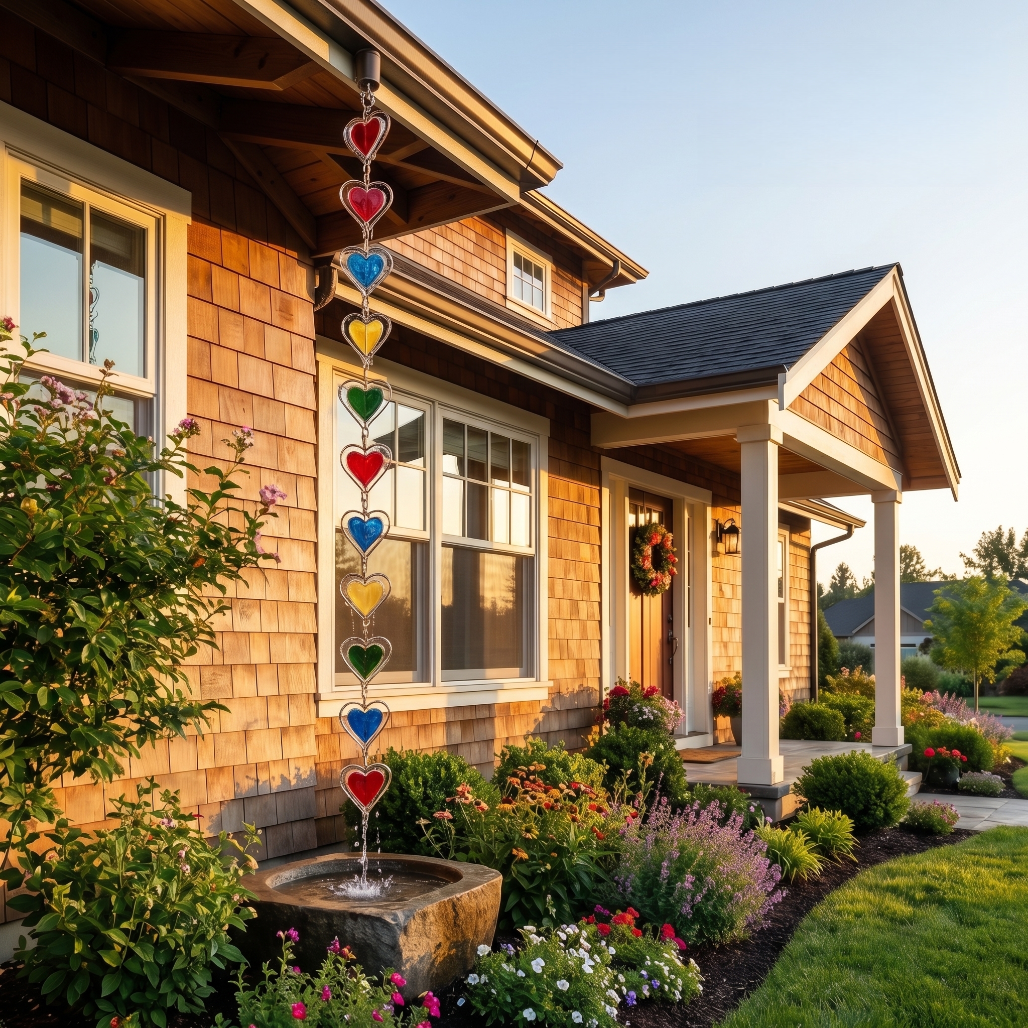 Multicolor Heart Rain Chain