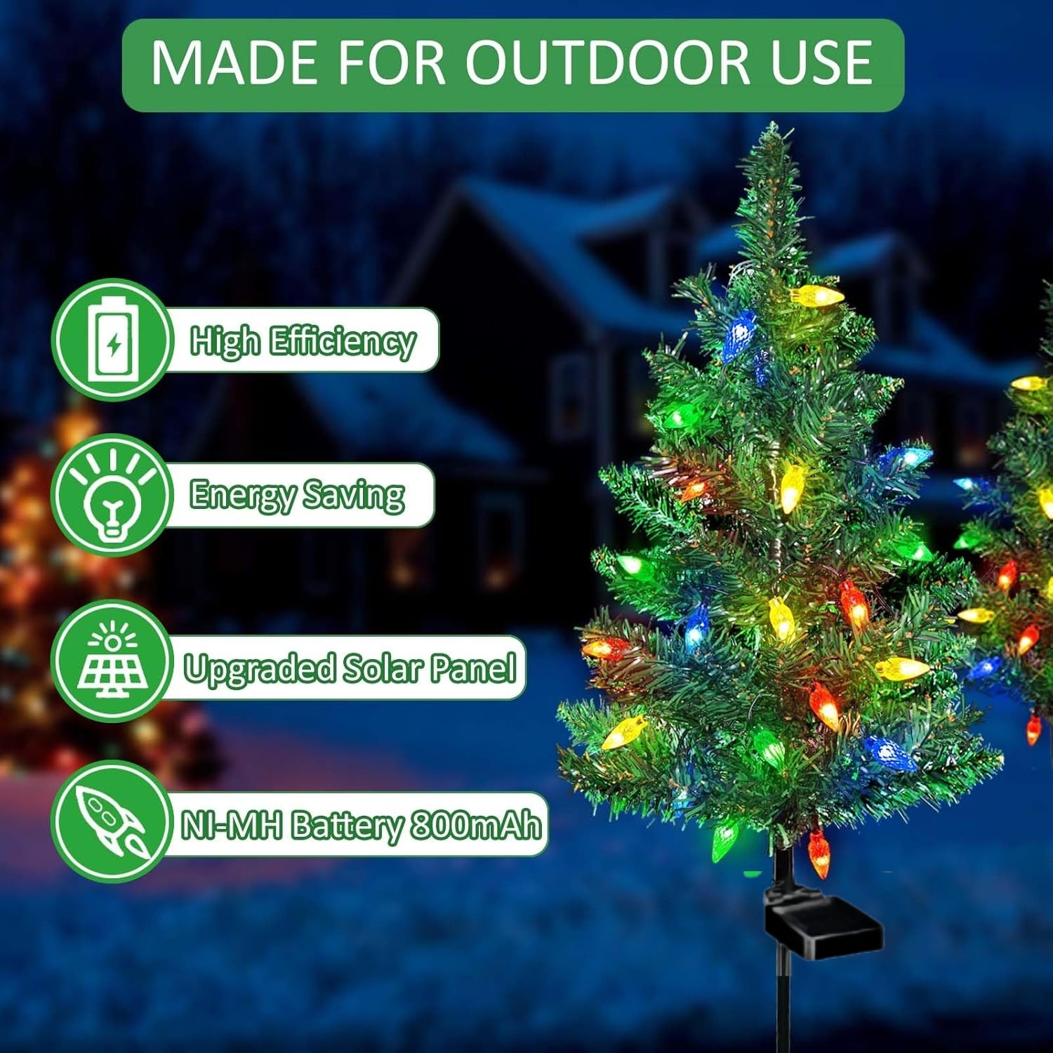 Solar Powered Christmas Tree with 20 LED Strawberry Lights