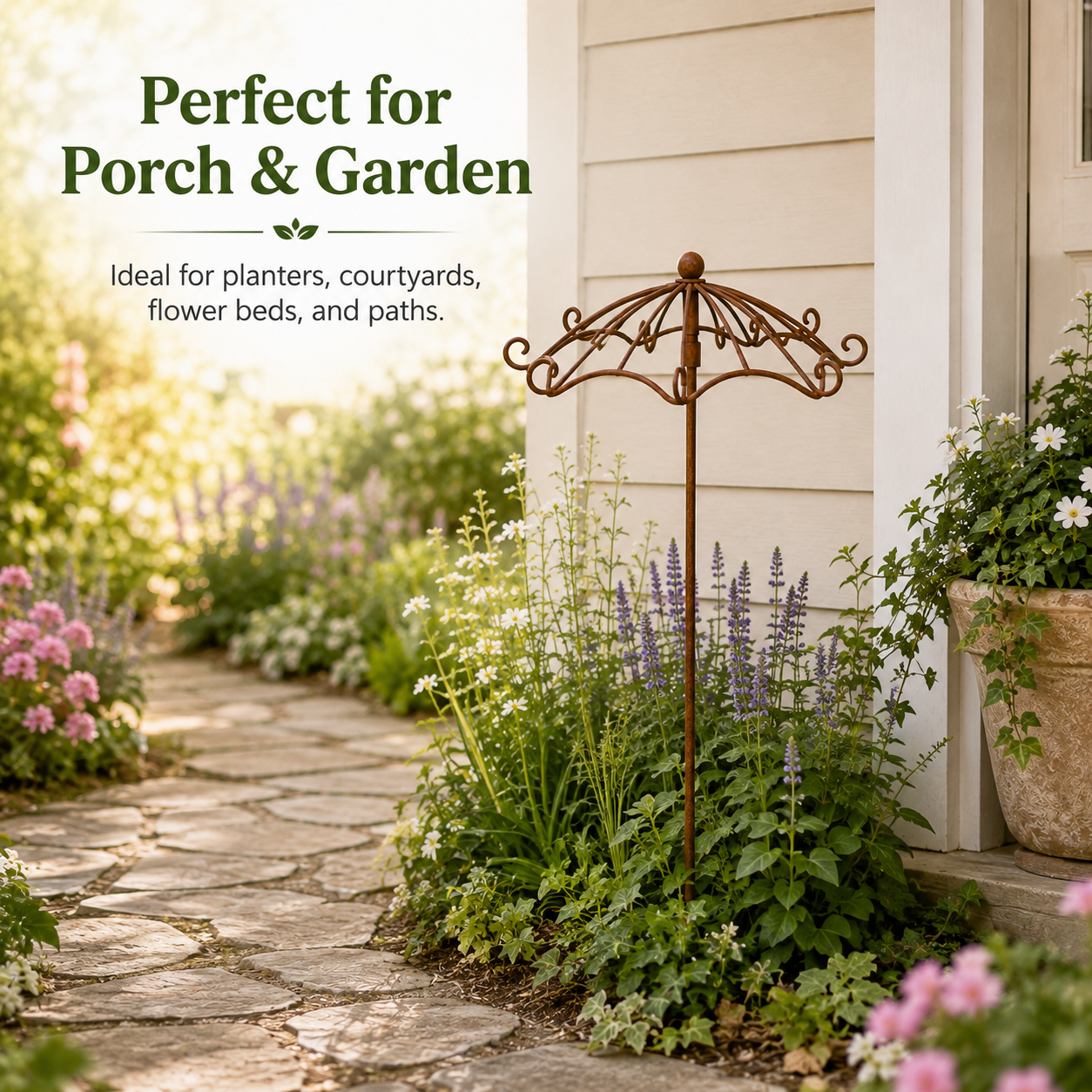 Vintage Wrought Iron Umbrella Garden Trellis