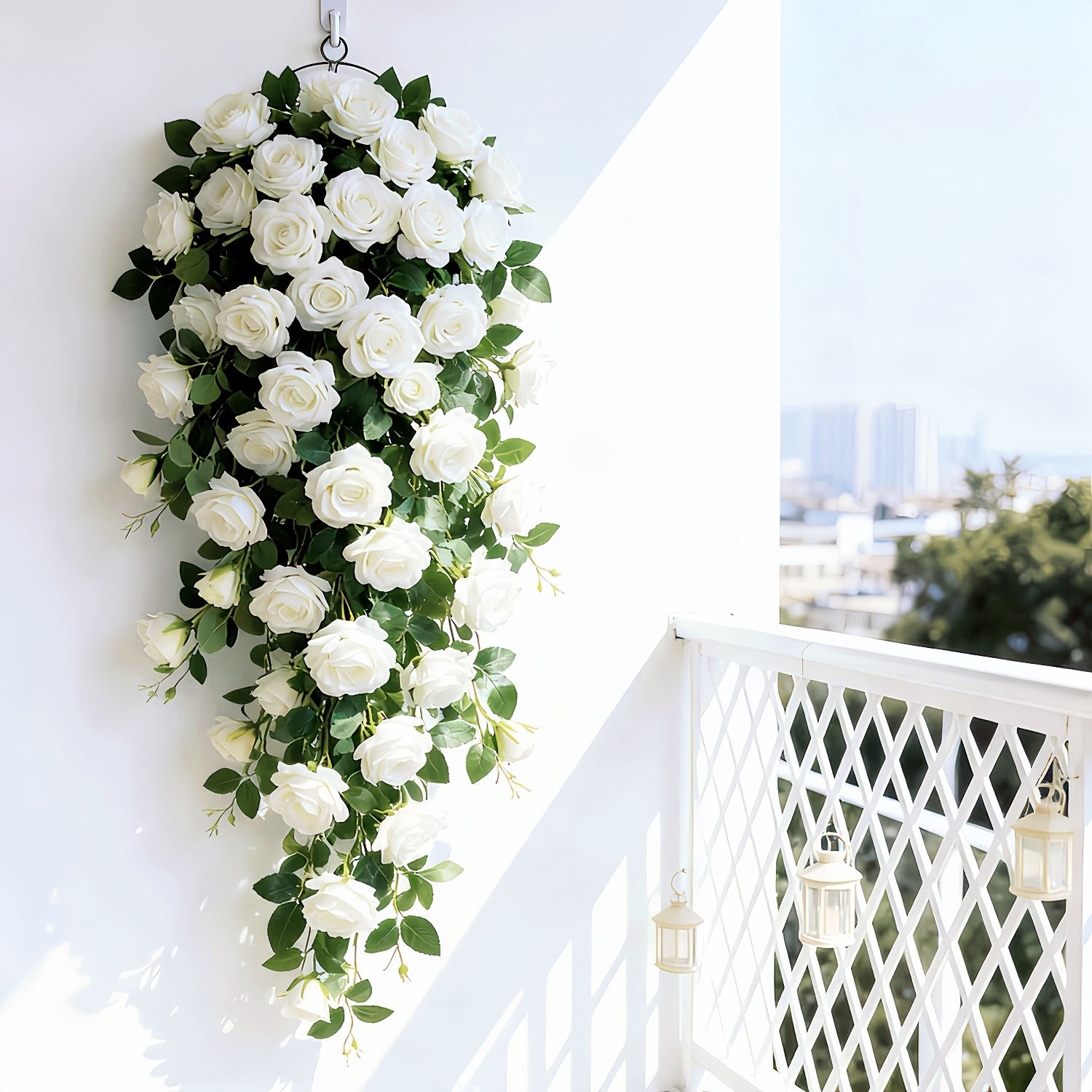 Large Realistic Artificial Rose Hanging Vine Bouquet