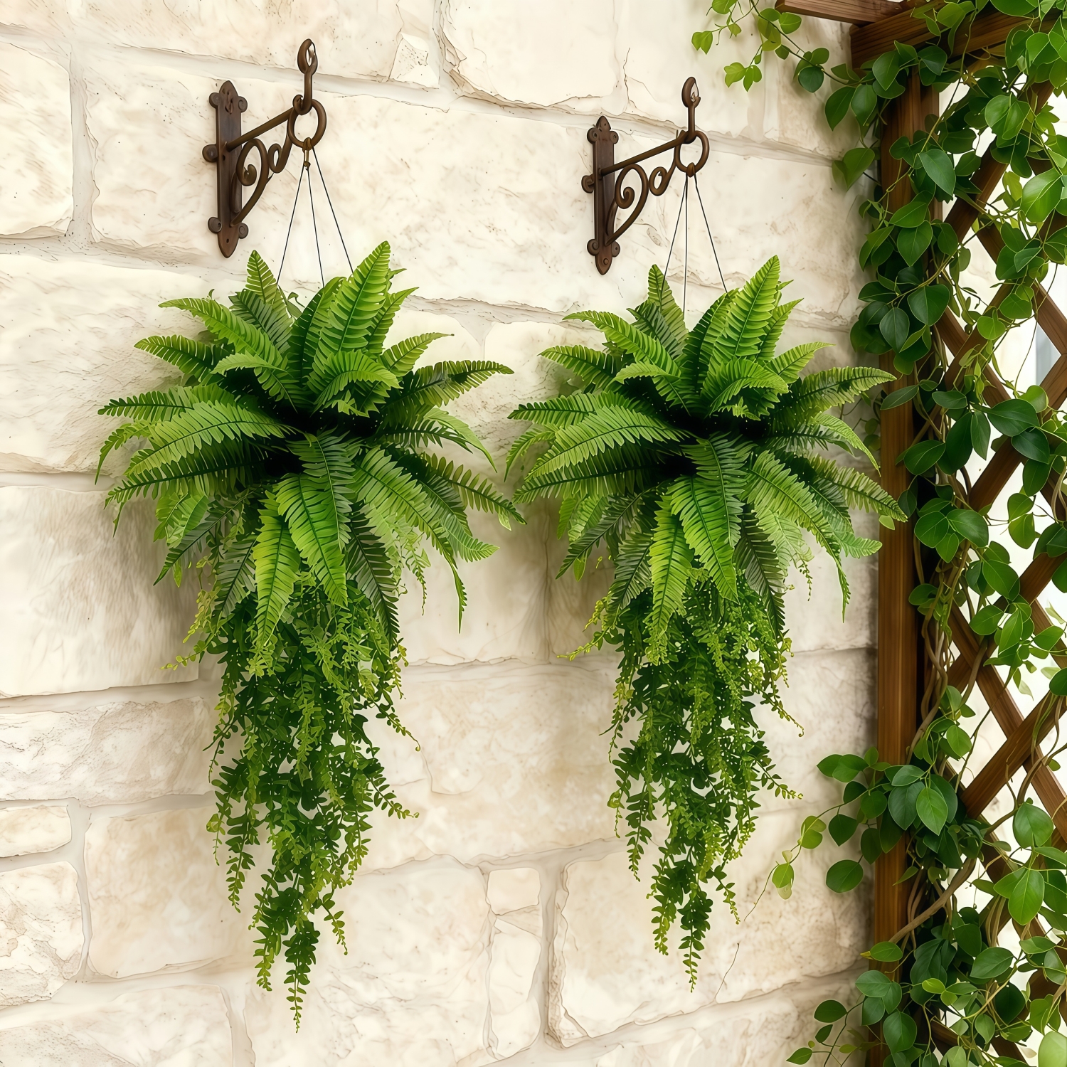 Large Artificial Boston Fern Hanging Plants