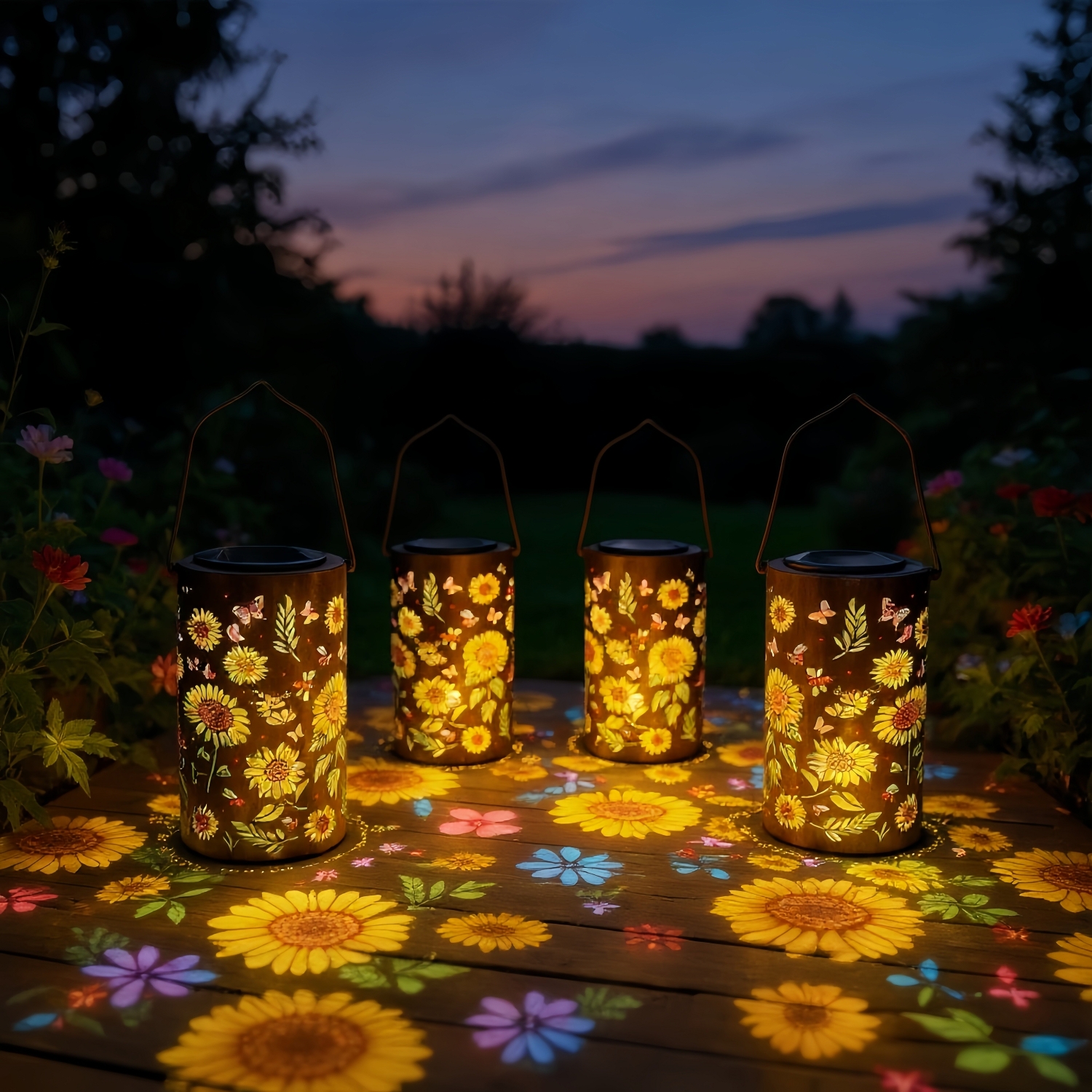 Colorful Sunflower Solar Garden Lantern