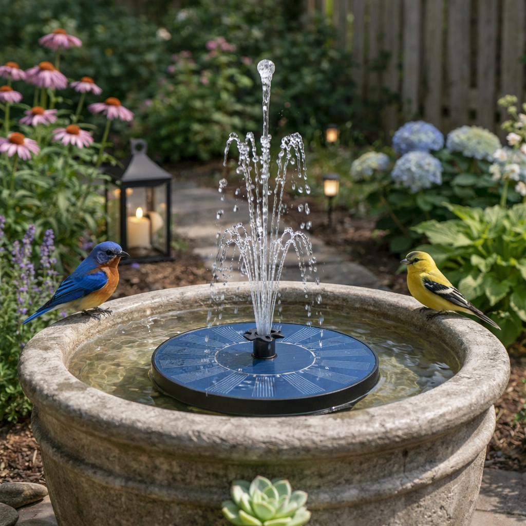 Upgraded Solar Fountain Pump for Bird Bath