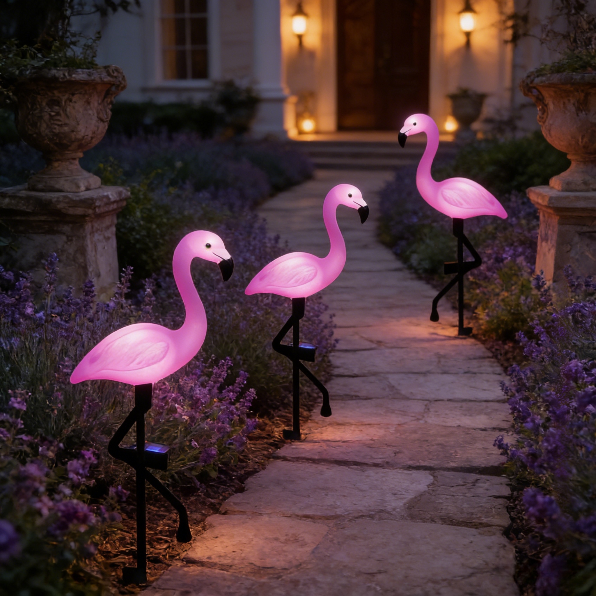 Solar Flamingo Garden Lights