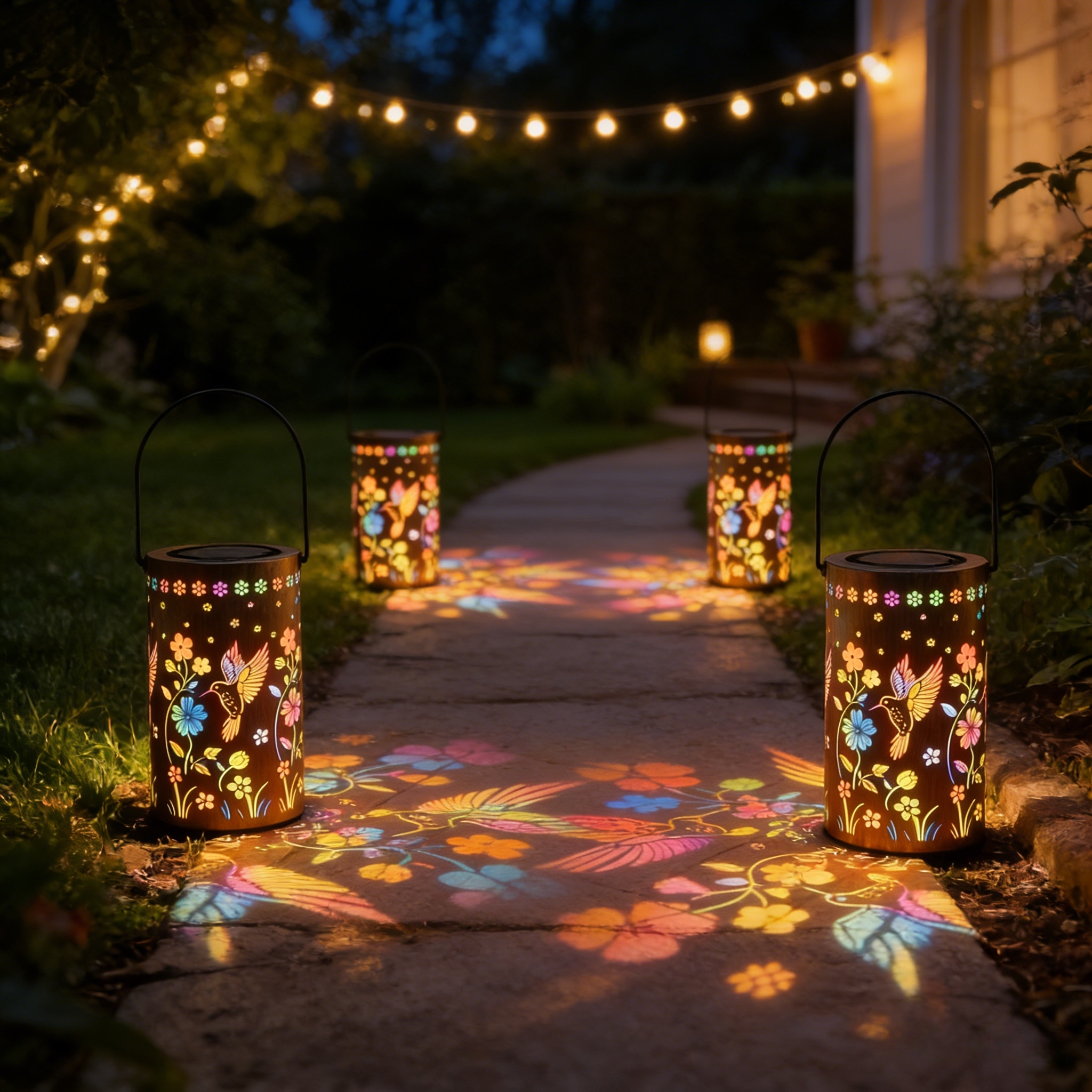 Colorful Hummingbird Solar Garden Lantern