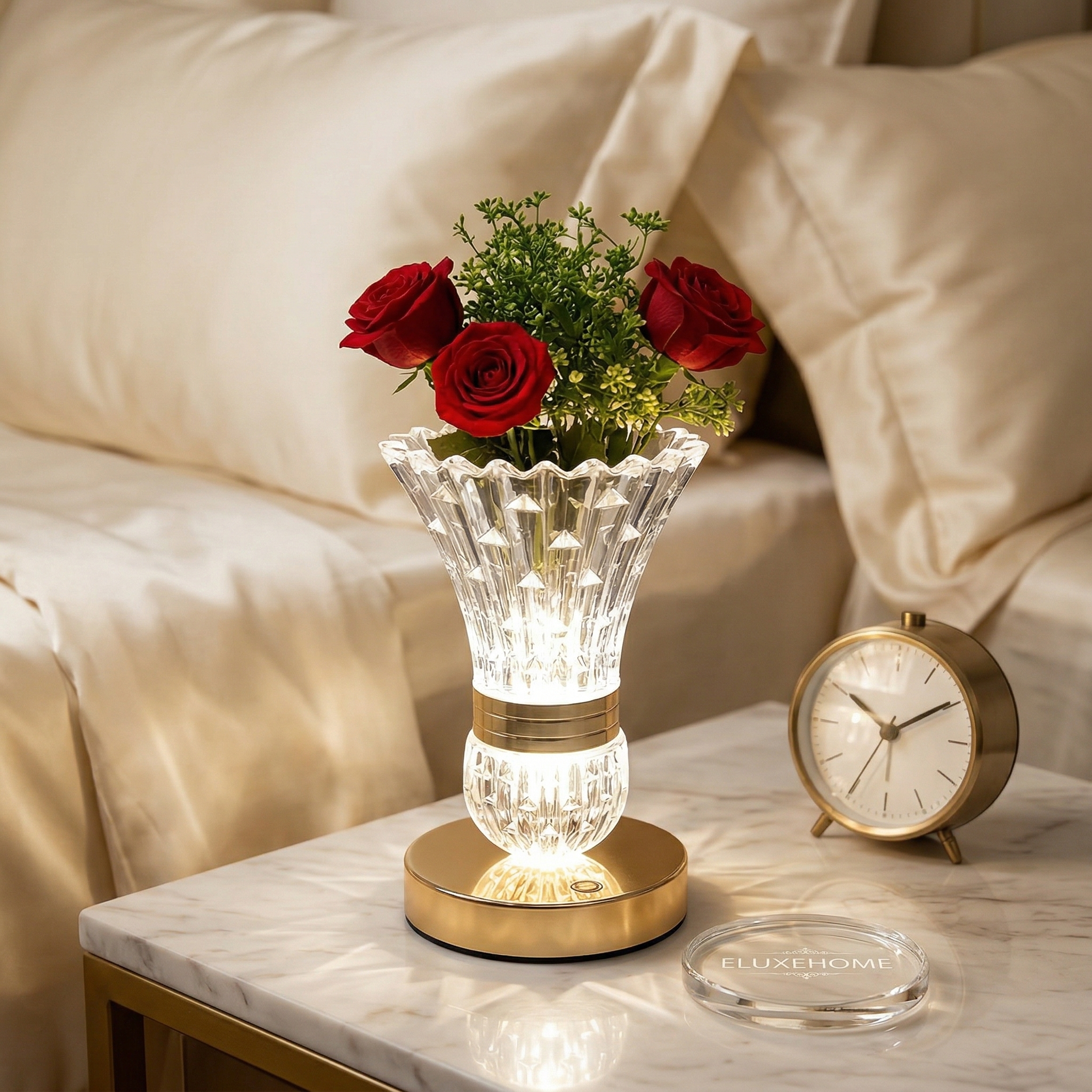 2-in-1 Crystal Vase Table Lamp