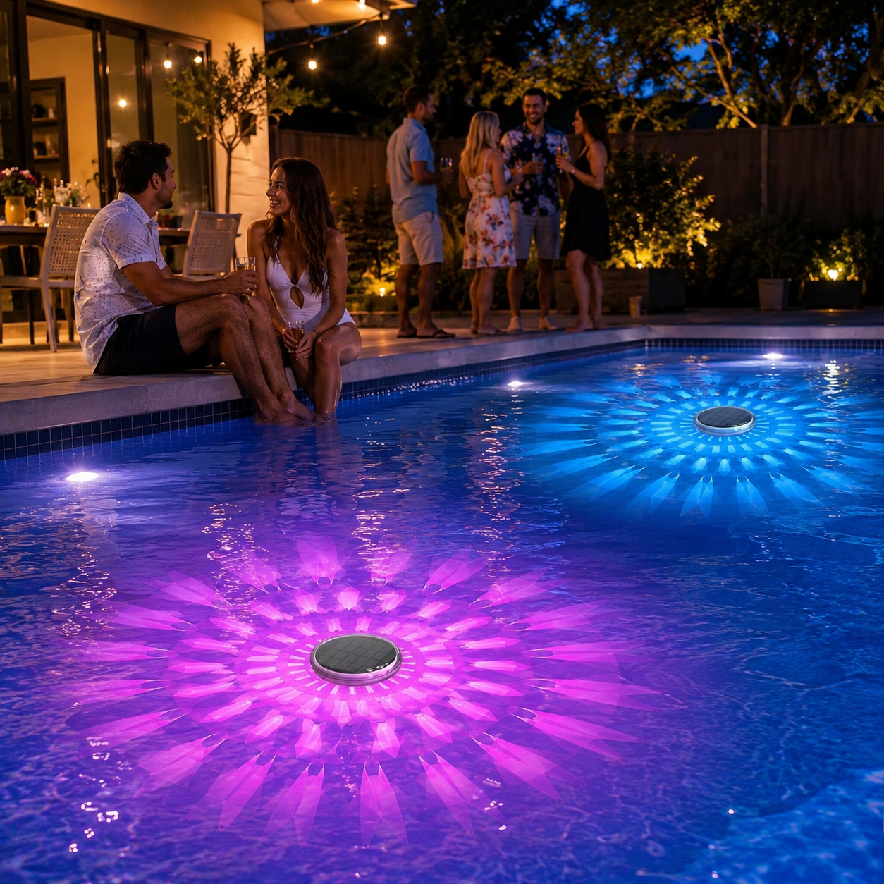 2 Pack Solar Powered Floating Pool Lights with Remote Control