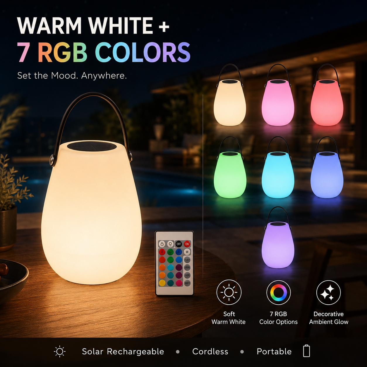 Solar Rechargeable Portable Table Lamp