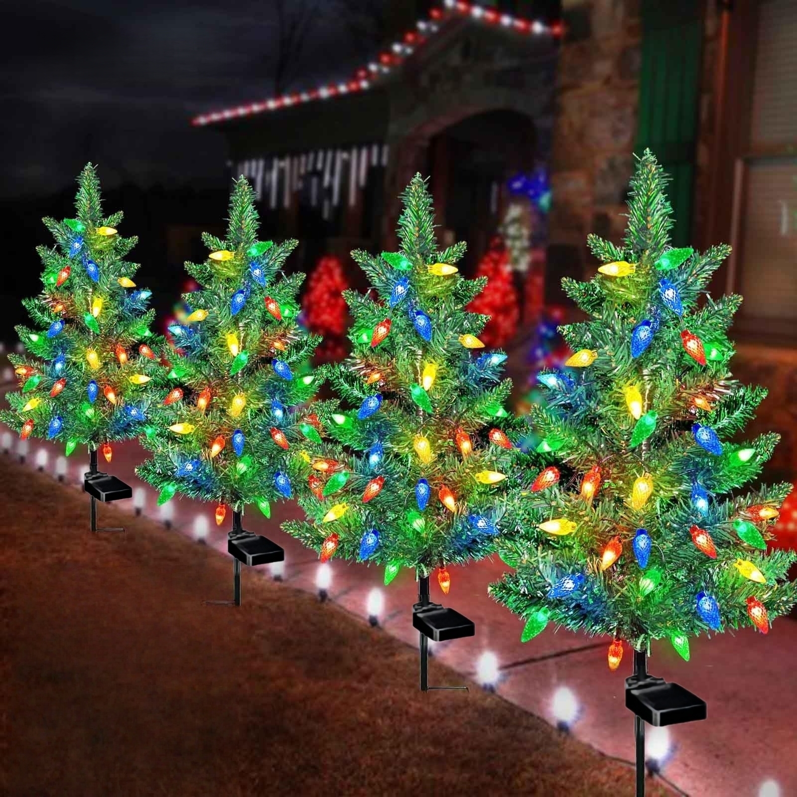 Solar Powered Christmas Tree with 20 LED Strawberry Lights