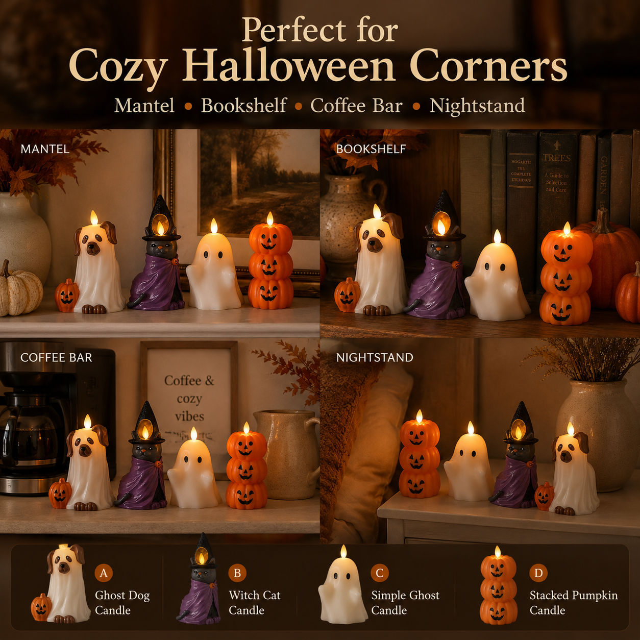 Halloween Flameless Candle with Flickering Flame