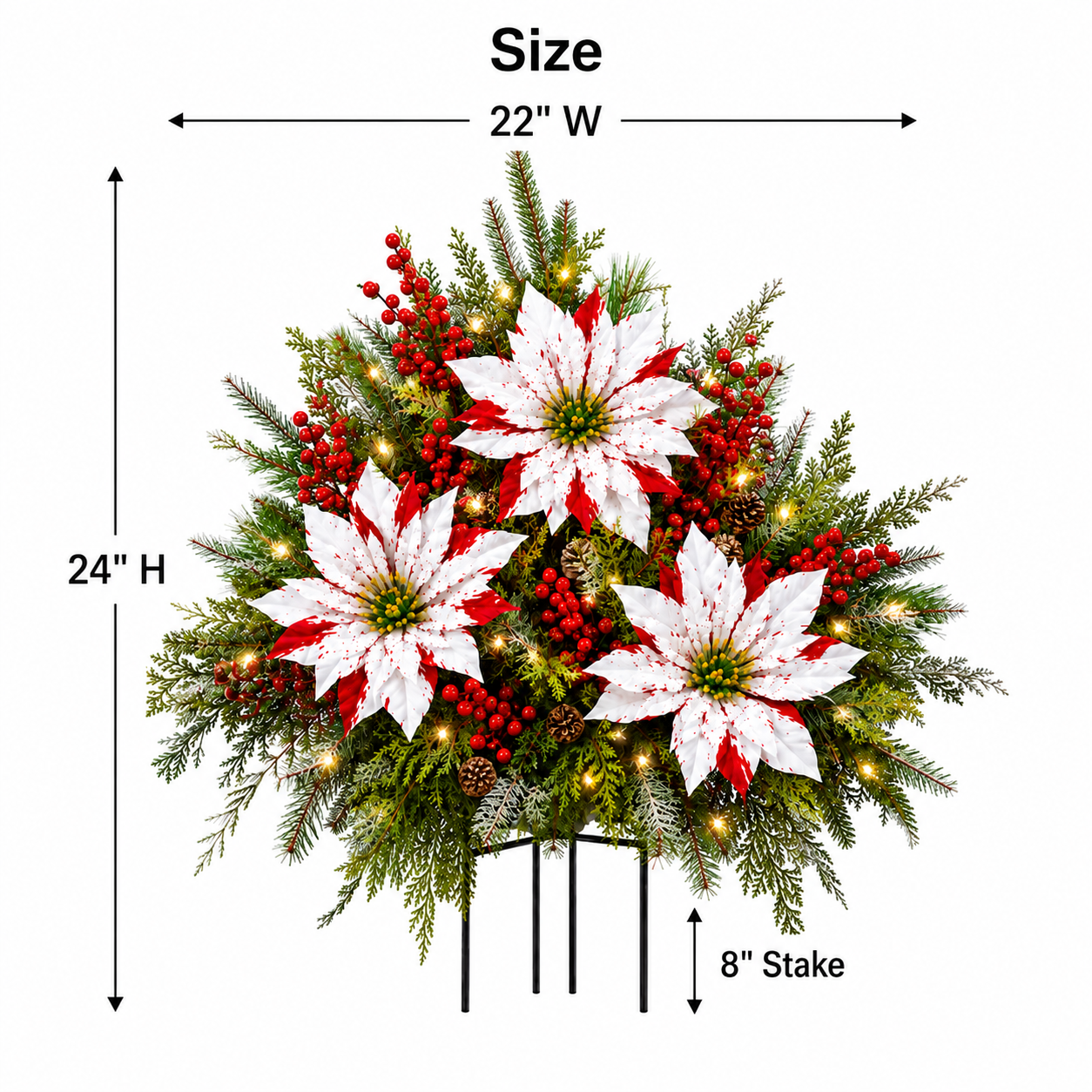 Pre-Lit Poinsettia Artificial Christmas Urn Filler