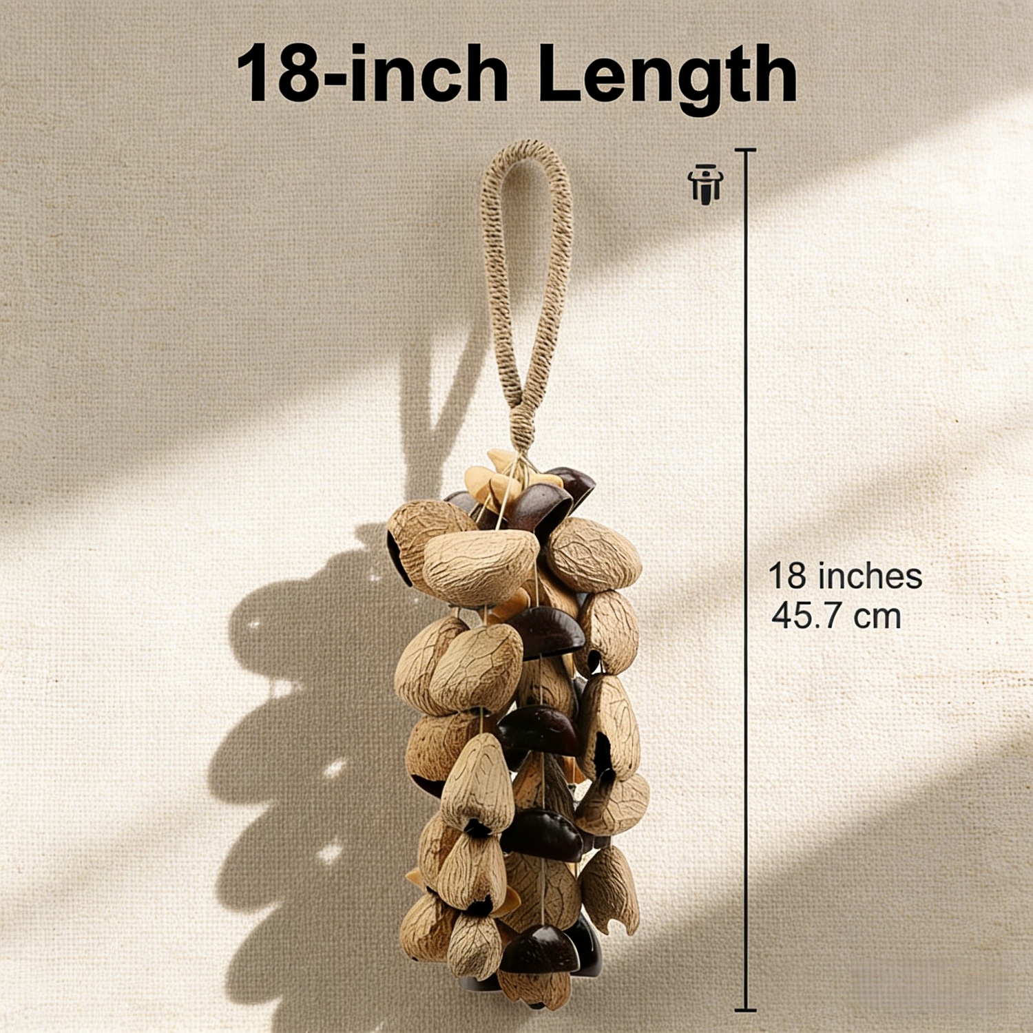 18" Handmade Large Natural Fruit Shell Wind Chimes