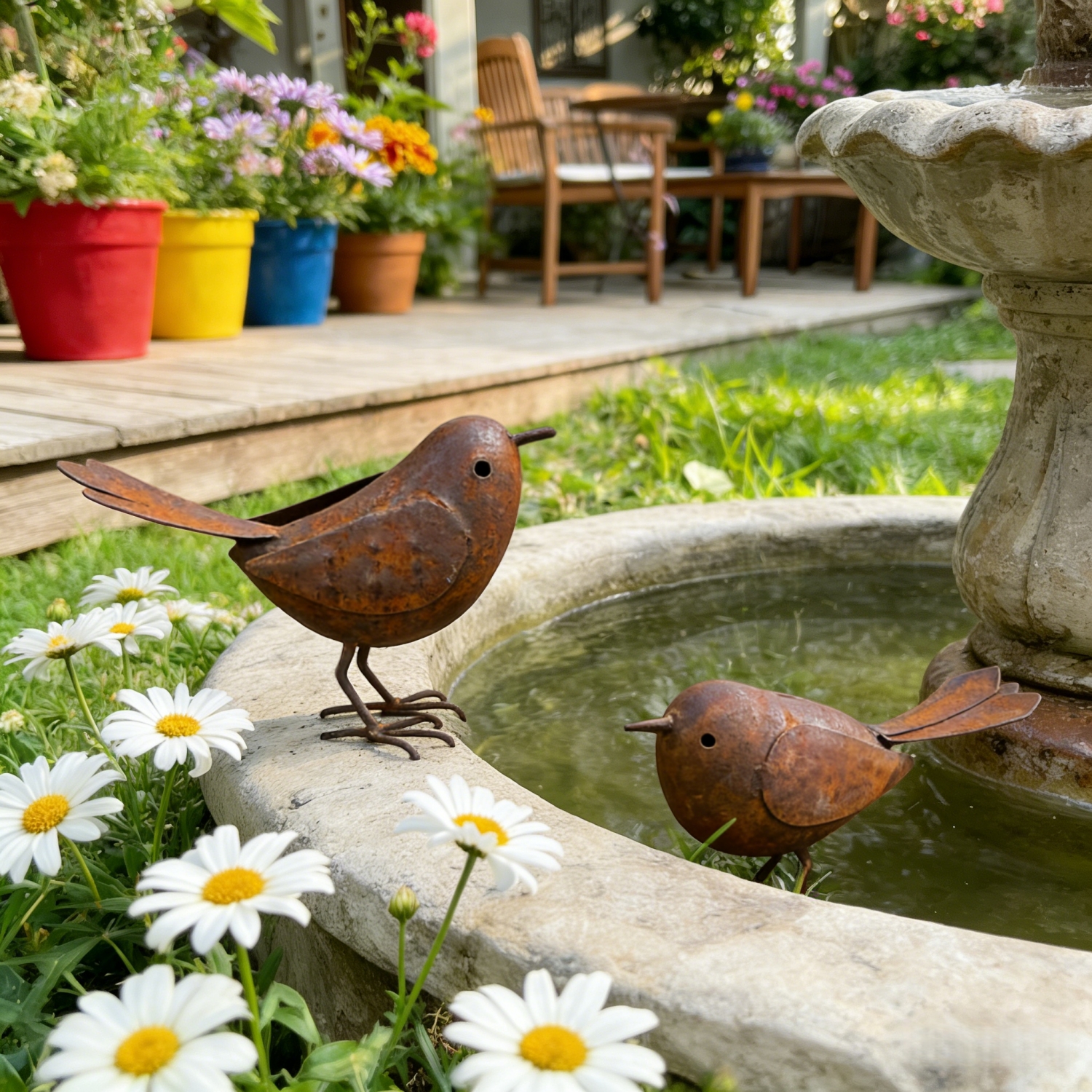 Handcrafted Rustic Metal Bird Garden Decor