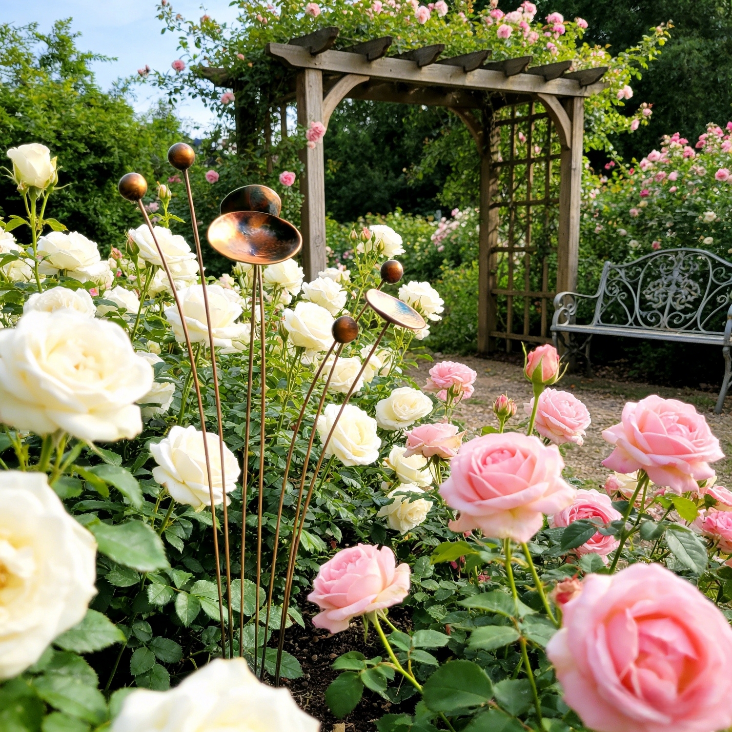 Artisan Copper Bloom Garden Stake Sculpture