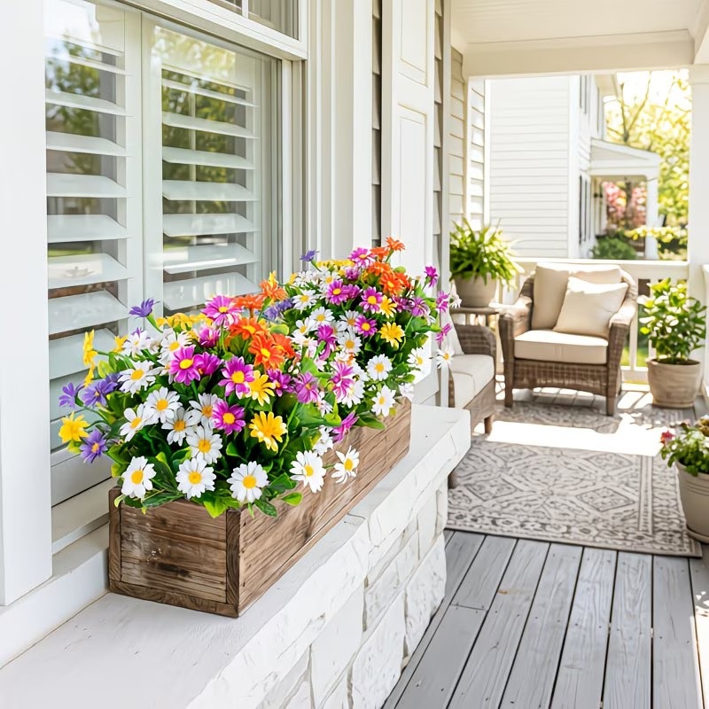 5 Bunches of Artificial Multicolor Outdoor Daisy Flower Bouquets