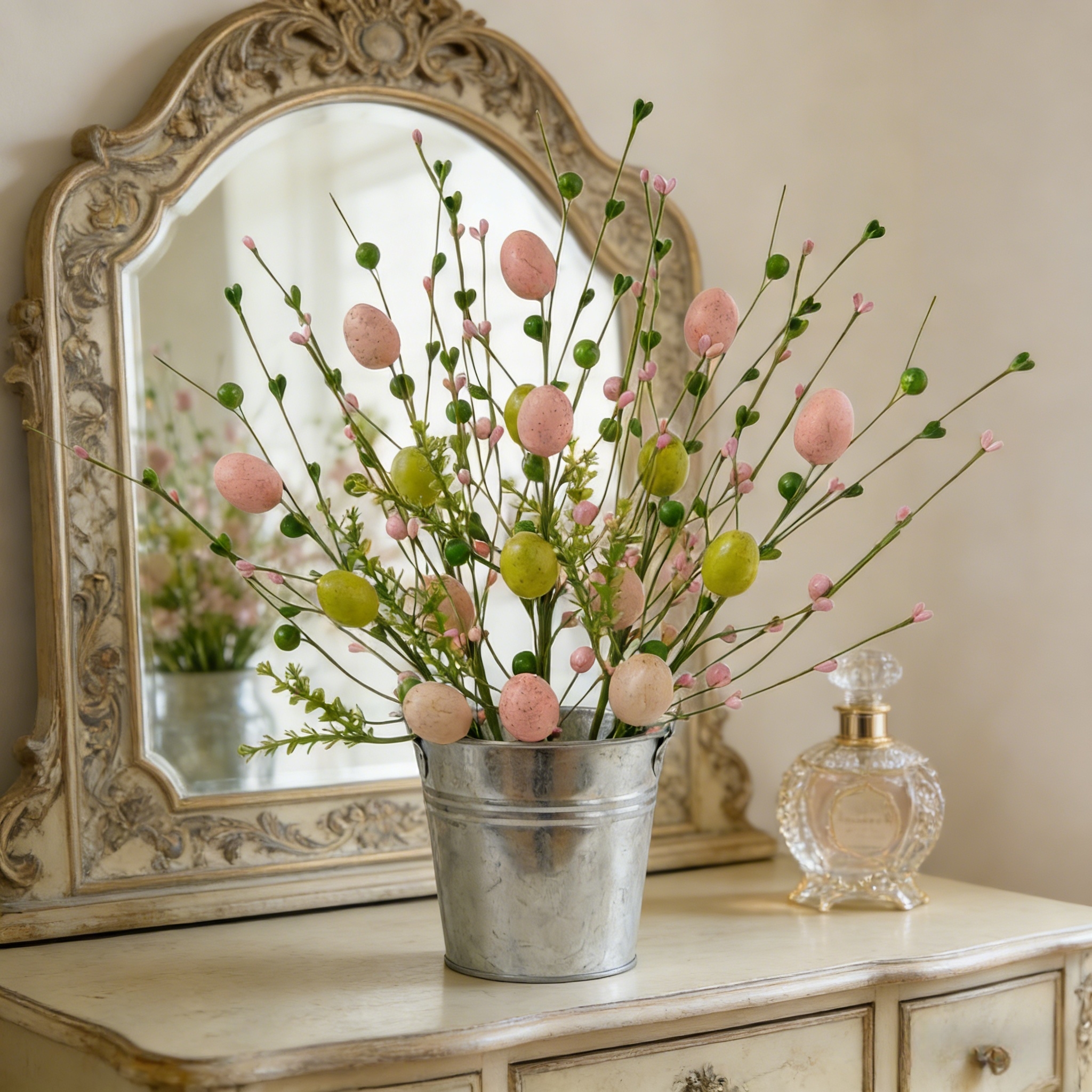 5 Bunches of Artificial Easter Egg Branches – Pastel Berry & Bud Stems for Spring Bouquet, Vase Filler & Easter Table Centerpiece Decor