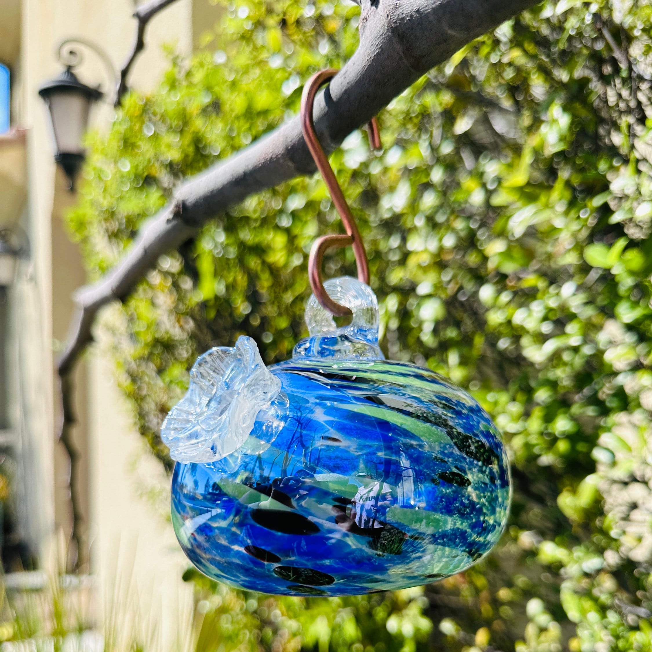 Handblown Glass Hummingbird Feeder