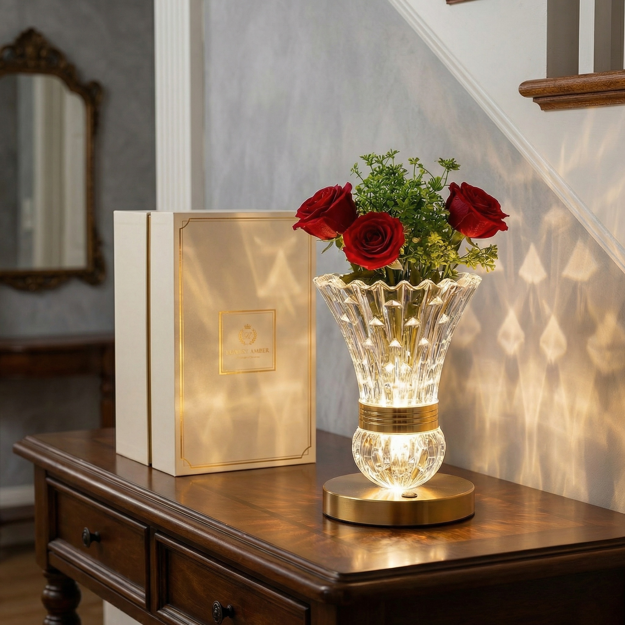 2-in-1 Crystal Vase Table Lamp