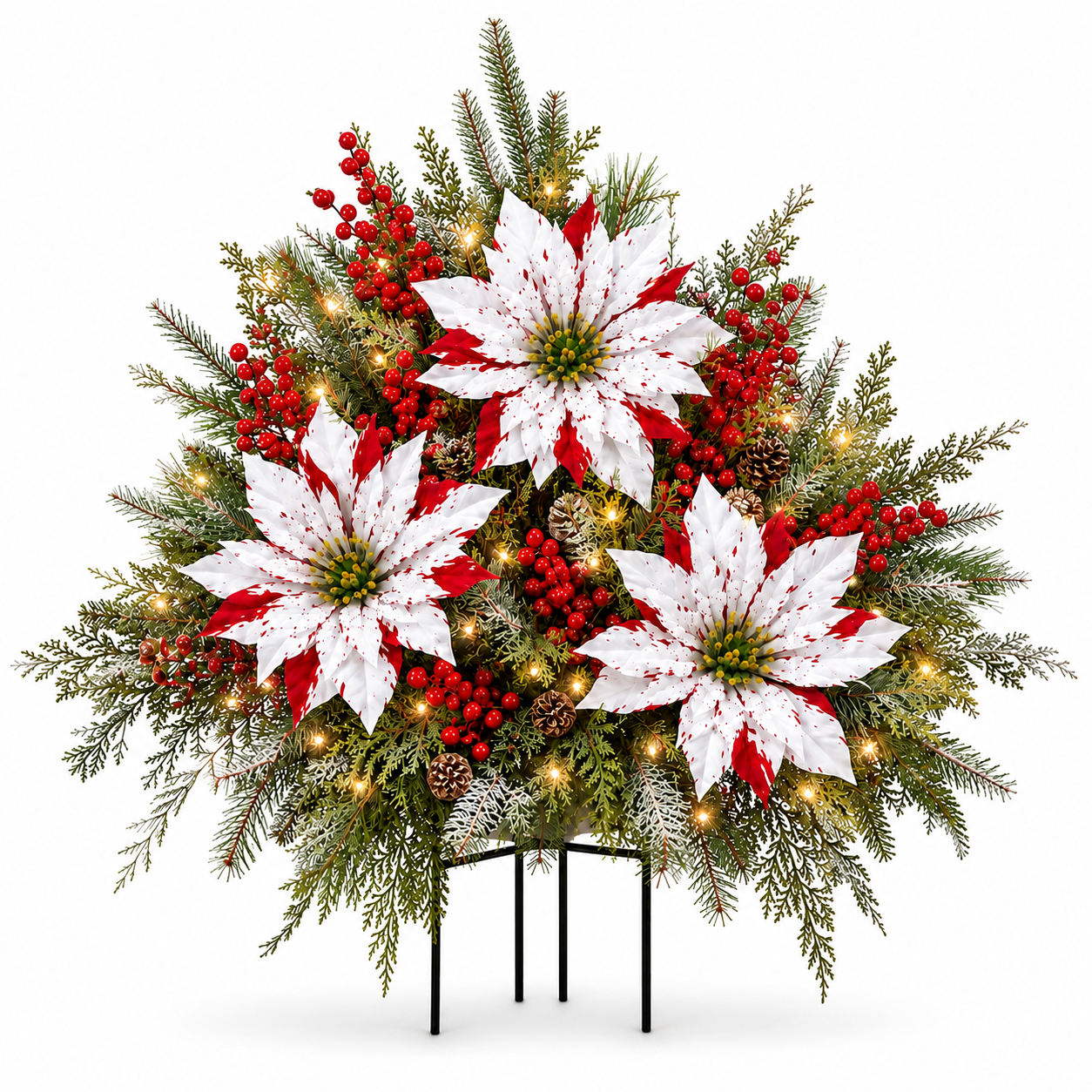 Pre-Lit Poinsettia Artificial Christmas Urn Filler