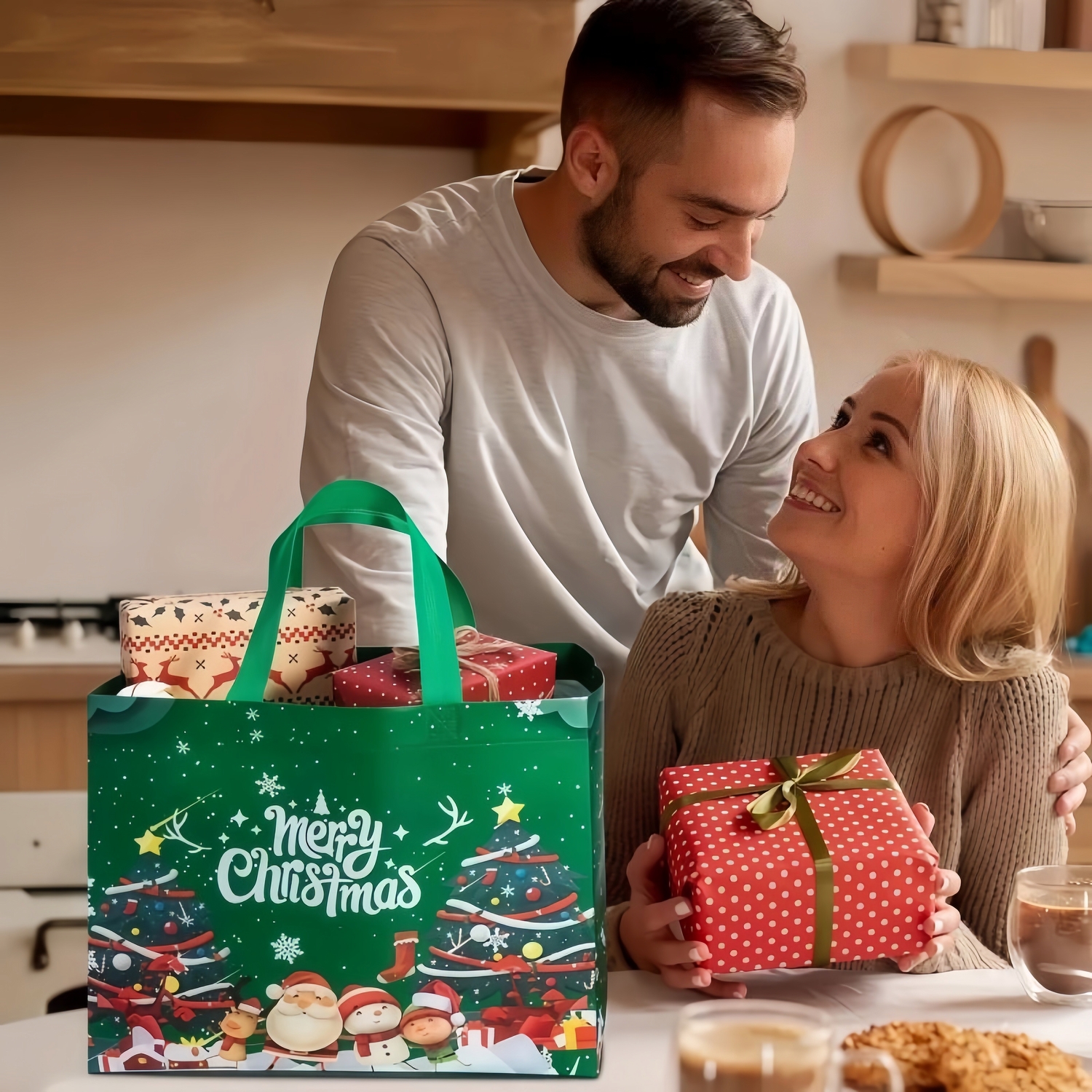 Christmas Gift Bags With Assorted Patterns