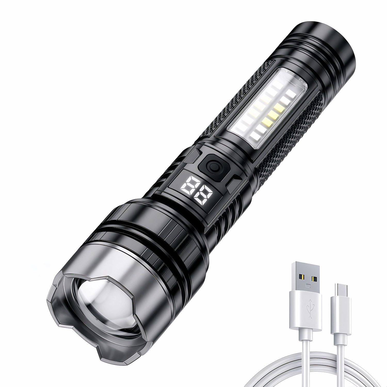 Laser Tactical High-Lumen Flashlight, 66000 Lumens Waterproof Compact Handheld Rechargeable Flashlight