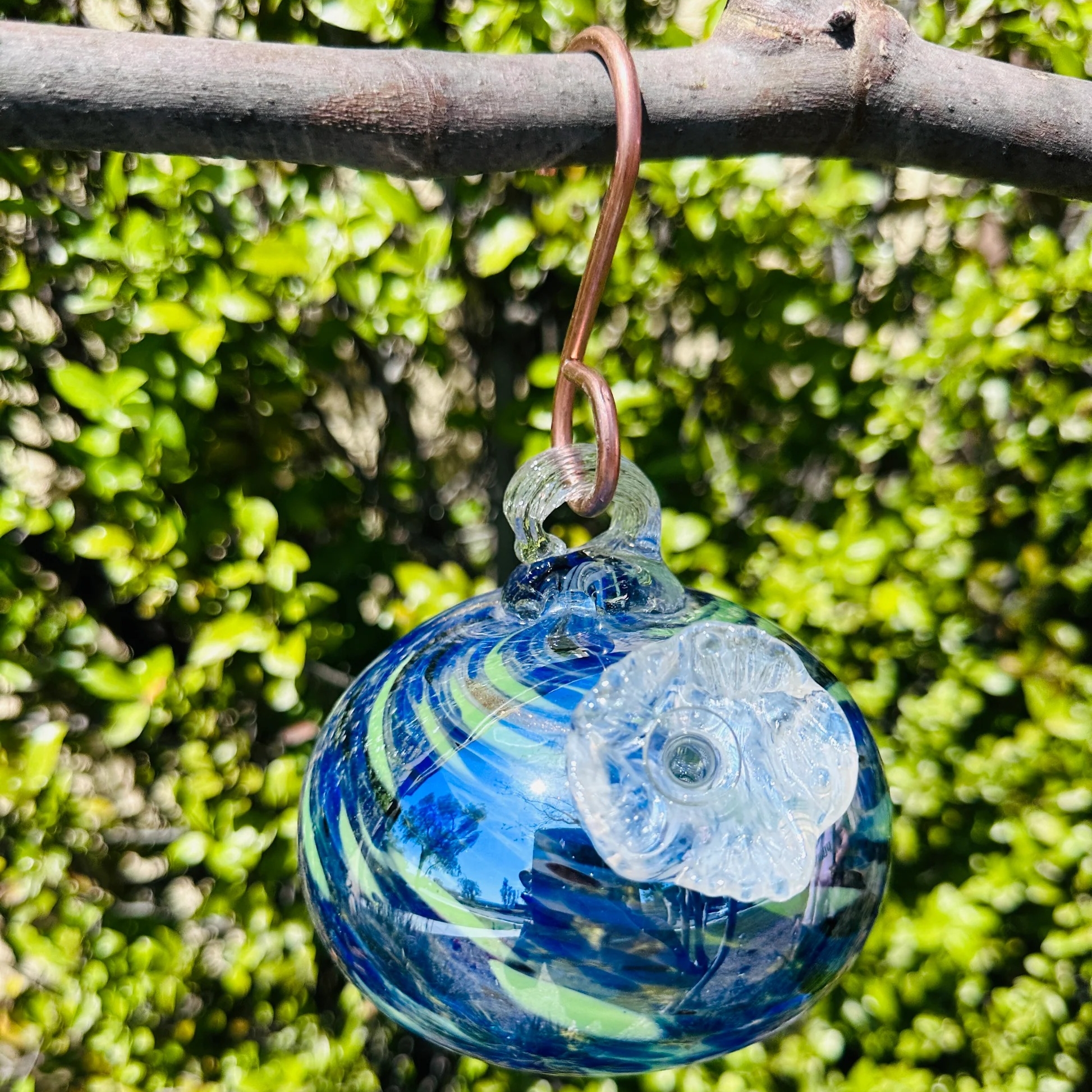 Handblown Glass Hummingbird Feeder