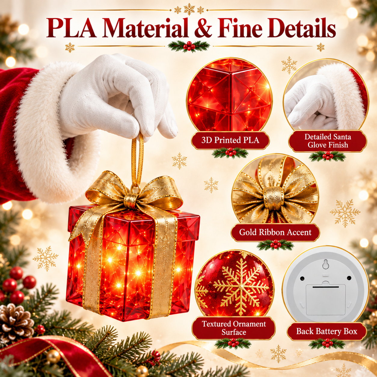 Lighted Santa Hand Christmas Wall Decor with Remote