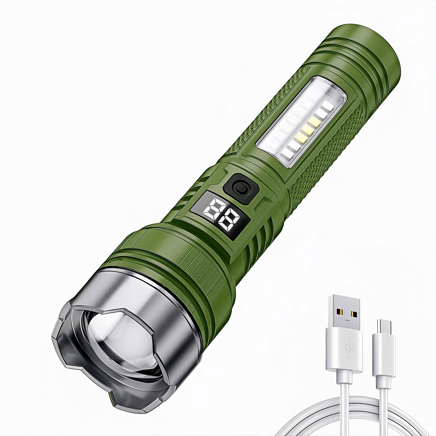Laser Tactical High-Lumen Flashlight, 66000 Lumens Waterproof Compact Handheld Rechargeable Flashlight