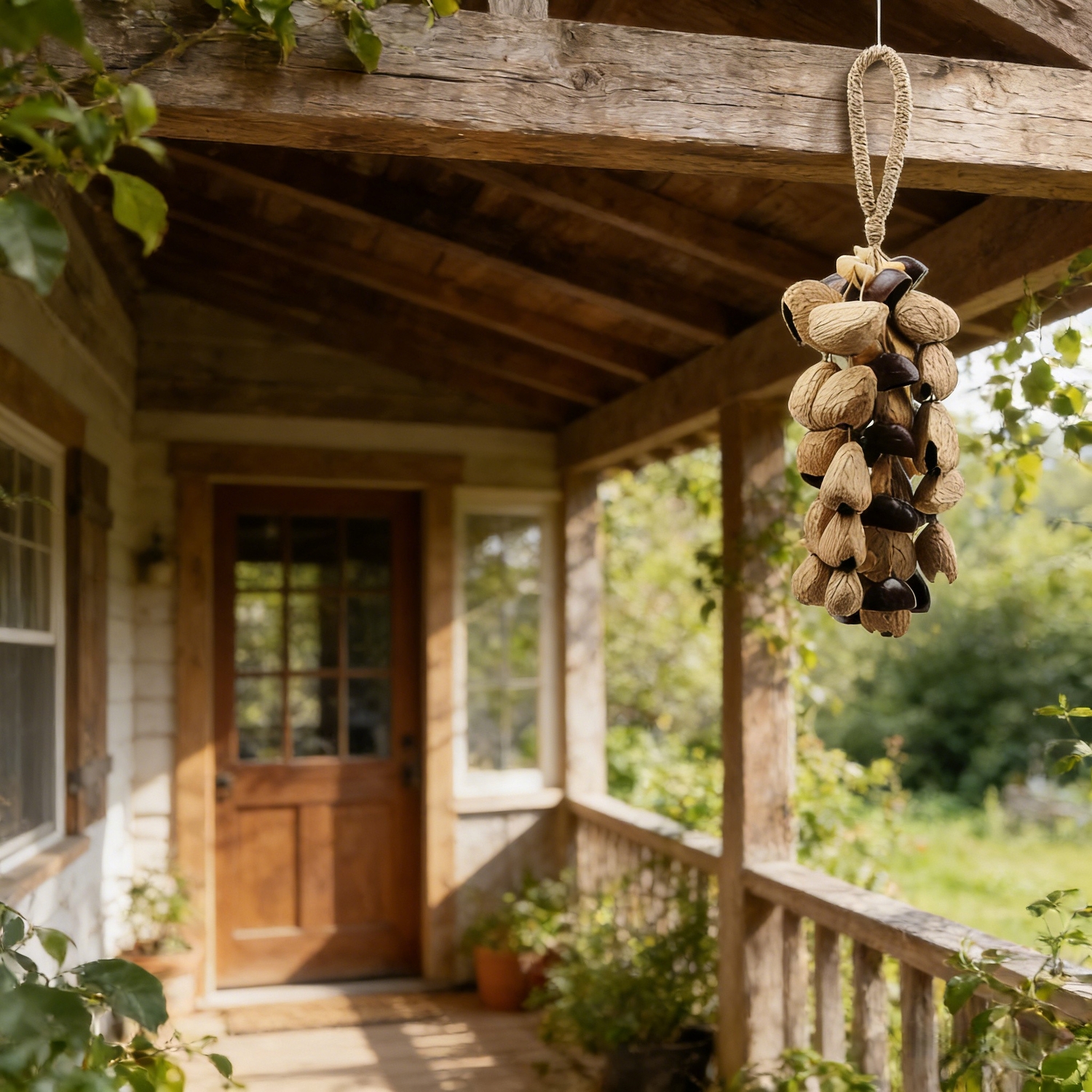 18" Handmade Large Natural Fruit Shell Wind Chimes